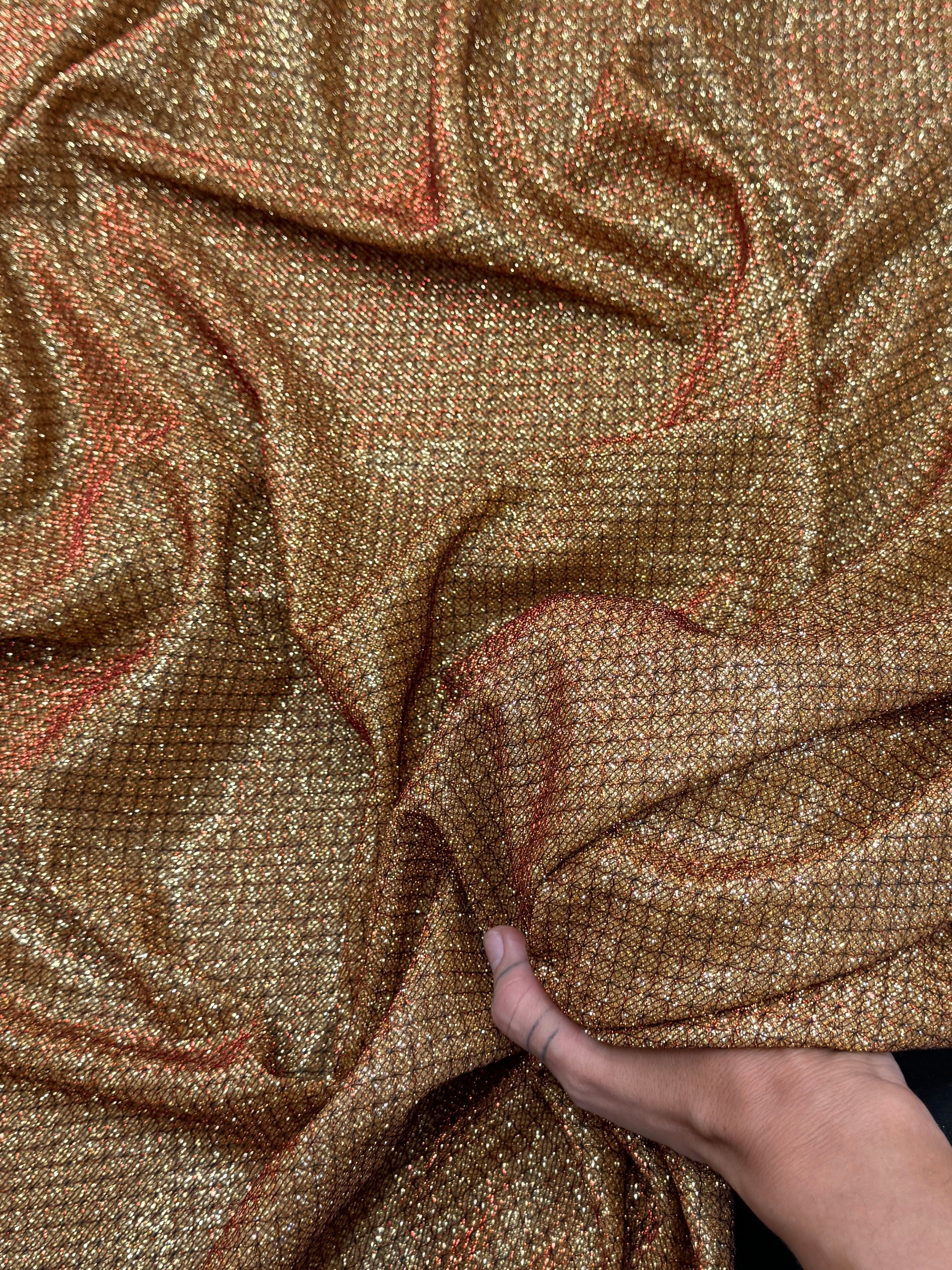 Antique Gold Crackle Shimmery Lurex, Glittery Fabric, Stretch Metallic Lurex, Sparkle Fabric, Lurex Fabric for Sale, All Way Stretch Lurex, Lurex for Leggings