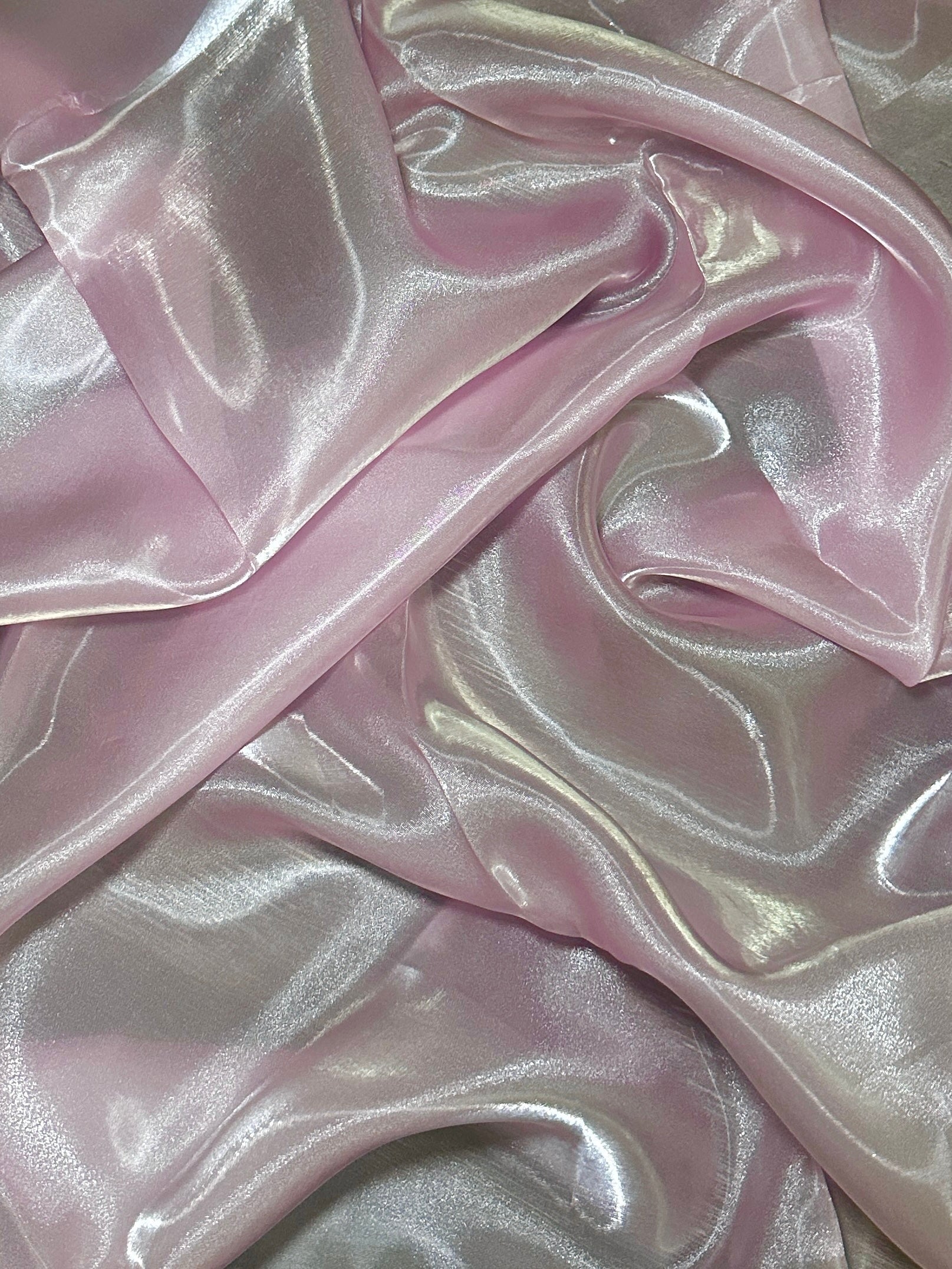 Baby Pink Liquid Shimmery Organza, Metallic Organza Fabric, Shiny Organza Cloth, Sheer Shimmer Organza, Glossy Organza Textile, Luxury Organza Fabric, Lightweight Shimmer Fabric