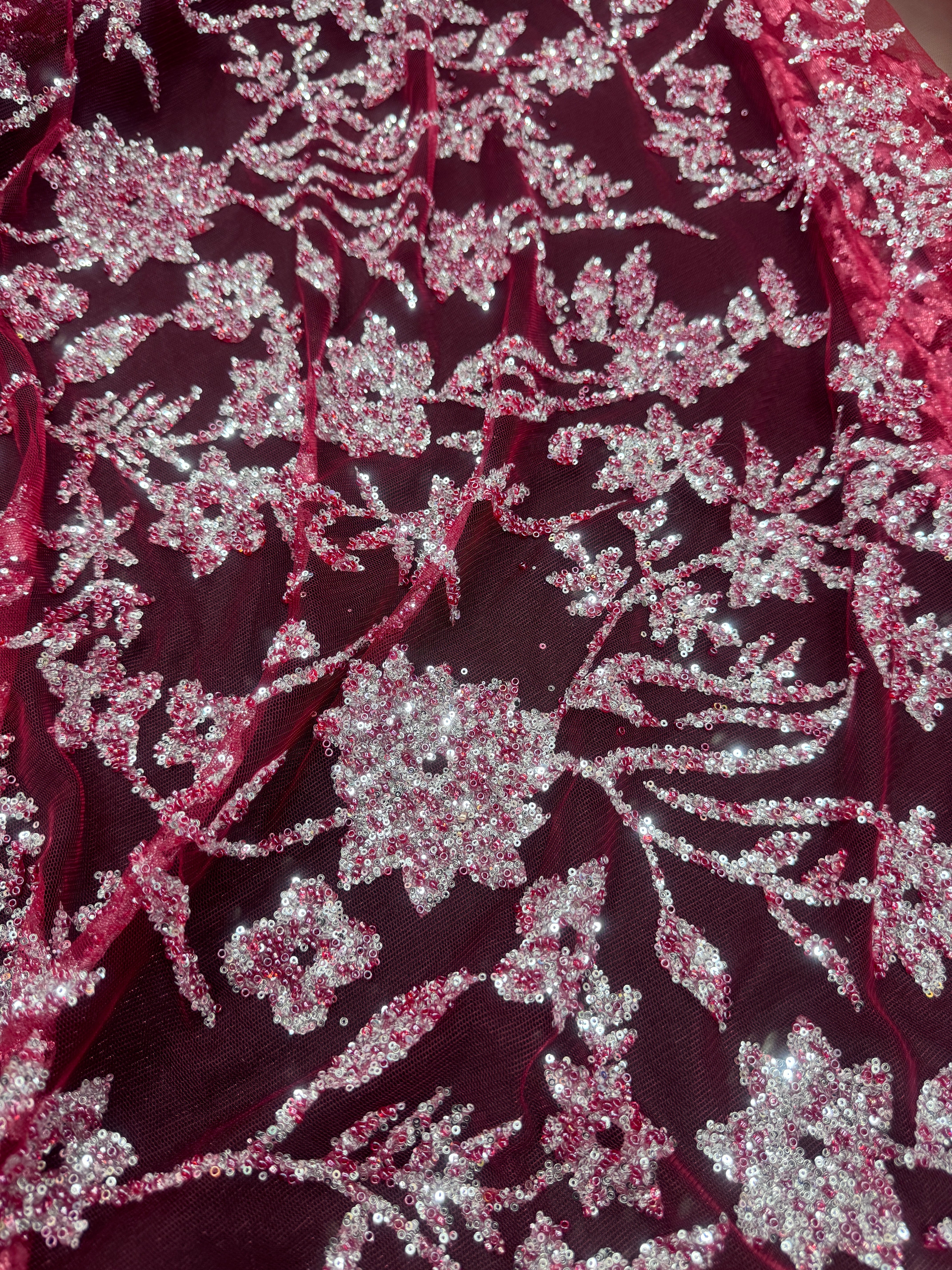 Wine Silver Floral Beaded Lace, Wine Lace Mesh, Beaded sequin lace, nude lace mesh,Glitter Lace, Seed beads lace,lace mesh on discount