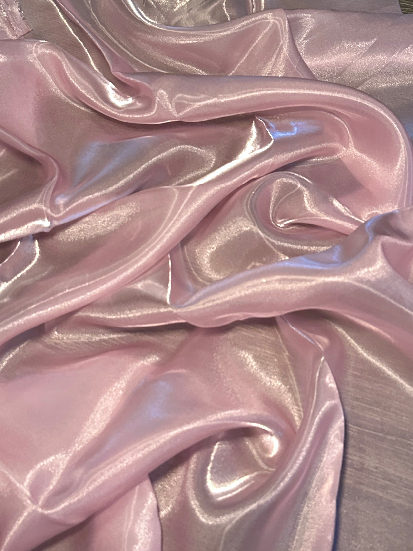 Baby Pink Liquid Shimmery Organza, Metallic Organza Fabric, Shiny Organza Cloth, Sheer Shimmer Organza, Glossy Organza Textile, Luxury Organza Fabric, Lightweight Shimmer Fabric