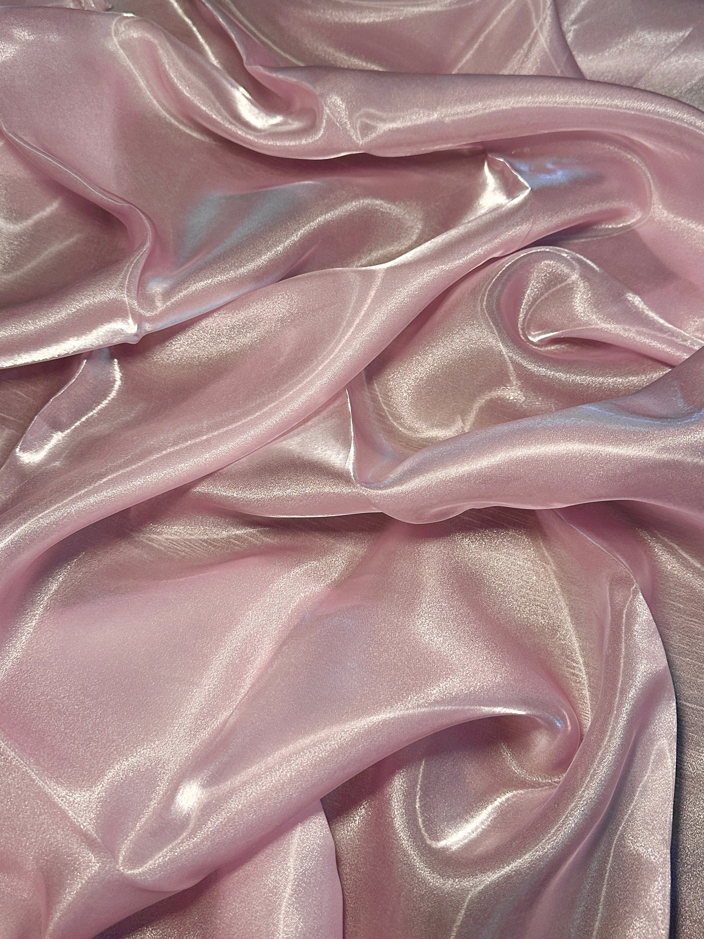 Baby Pink Liquid Shimmery Organza, Metallic Organza Fabric, Shiny Organza Cloth, Sheer Shimmer Organza, Glossy Organza Textile, Luxury Organza Fabric, Lightweight Shimmer Fabric