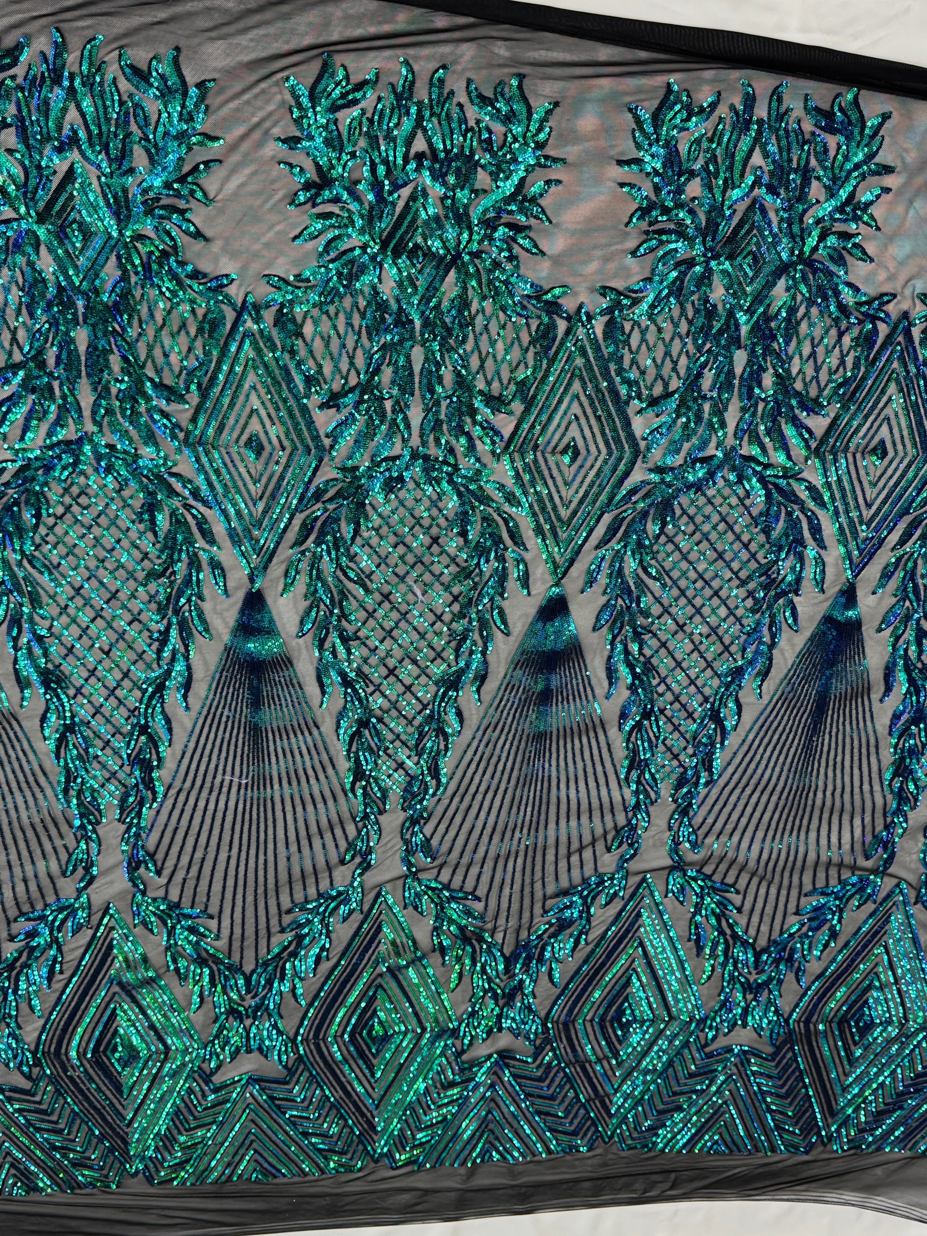 Emerald Embroidered Sequins on Mesh, Fabric Store, Sewing Store, Cheap Fabric Store, Kiki Textiles, Textile by the Yard