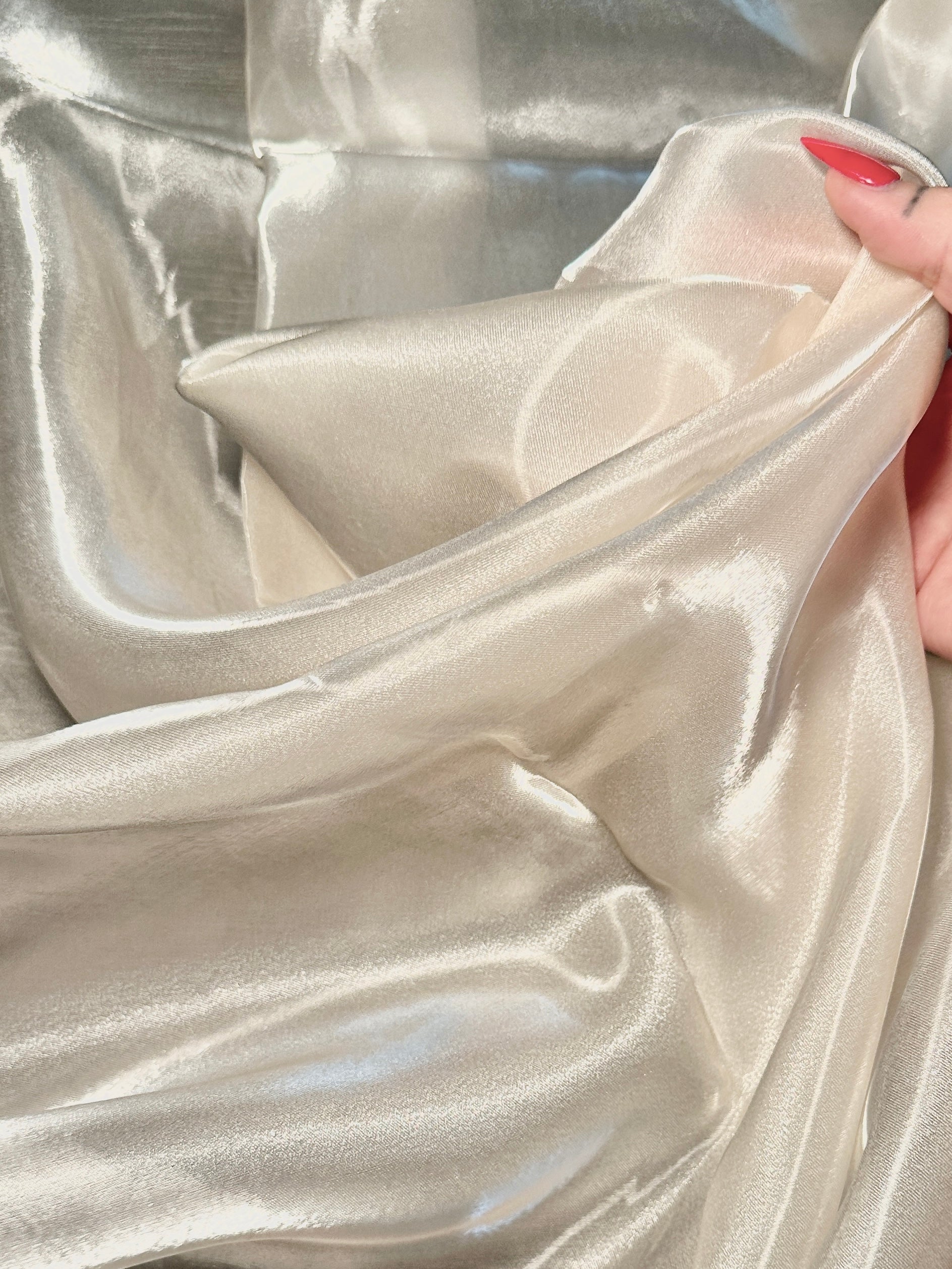 Ivory Liquid Shimmery Organza, Fabric Store, Sewing Store, Cheap Fabric Store, Kiki Textiles, Textile by the Yard