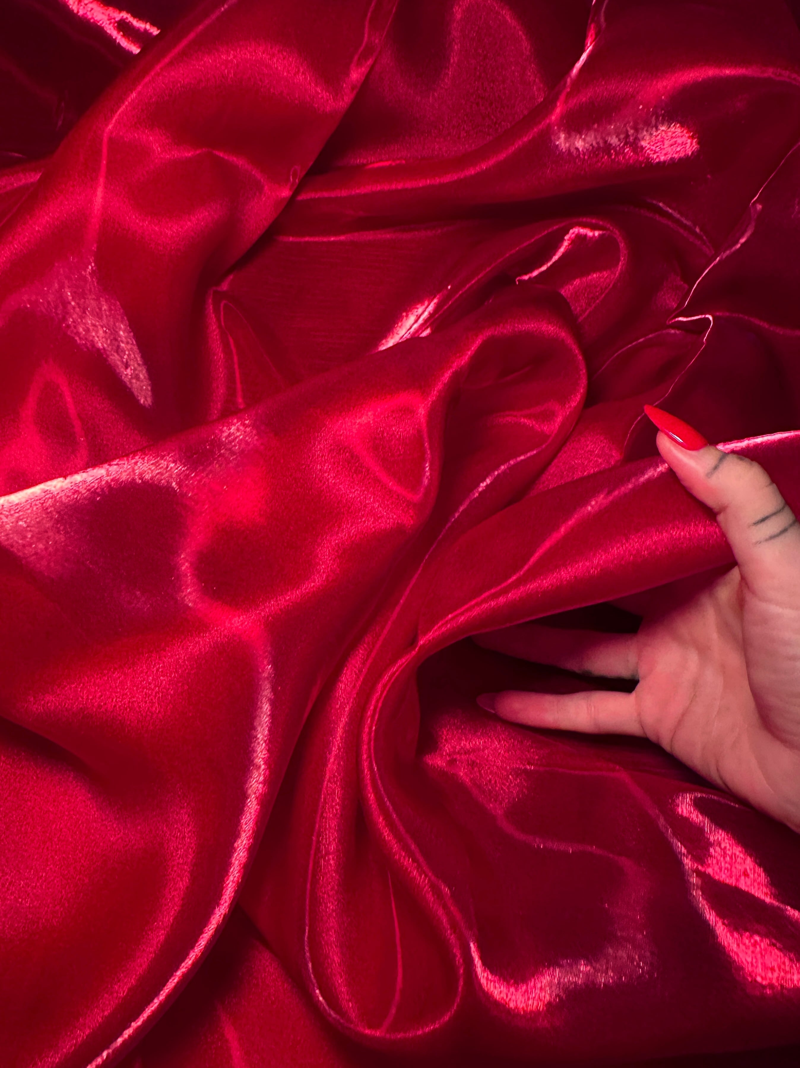 Cranberry Red Liquid Shimmery Organza, Fabric Store, Sewing Store, Cheap Fabric Store, Kiki Textiles, Textile by the Yard