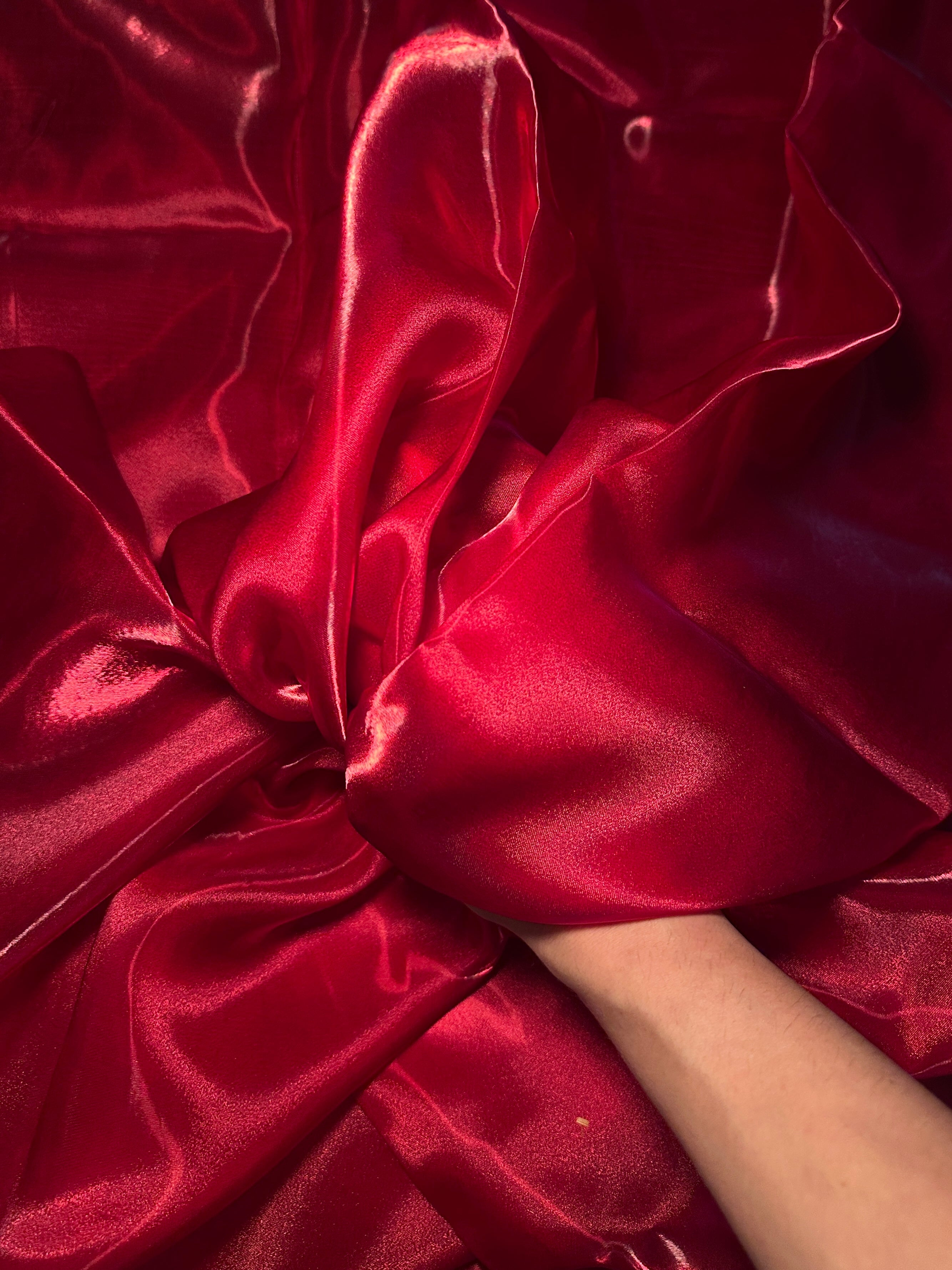 Cranberry Red Liquid Shimmery Organza, Fabric Store, Sewing Store, Cheap Fabric Store, Kiki Textiles, Textile by the Yard