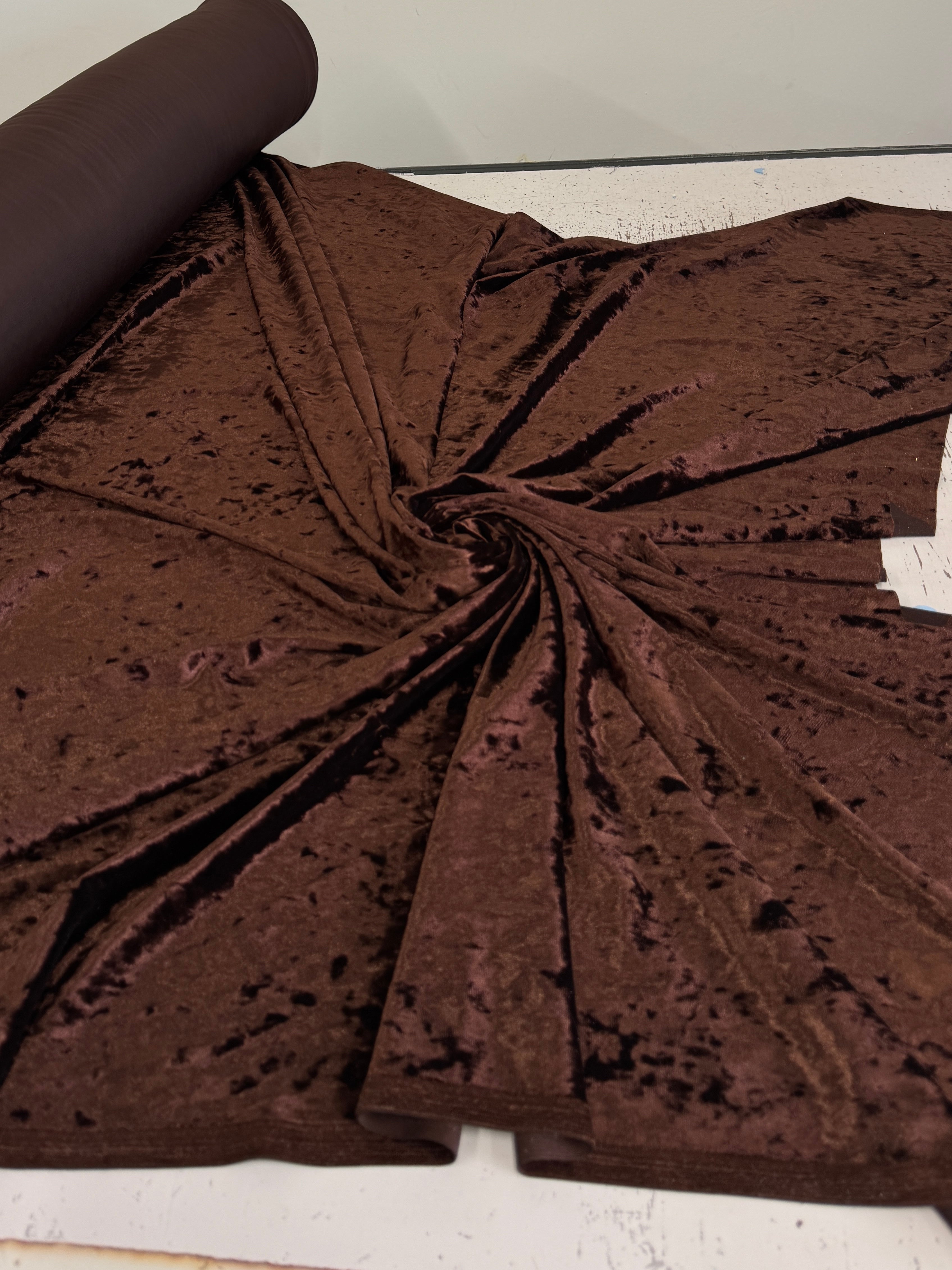 Chocolate Brown Stretch Crushed Velvet, Crushed Velvet Fabric, Stretch Velvet Fabric, Velvet Stretch Fabric, Crushed Velvet Stretch, Soft Velvet Fabric, Luxury Velvet Fabric