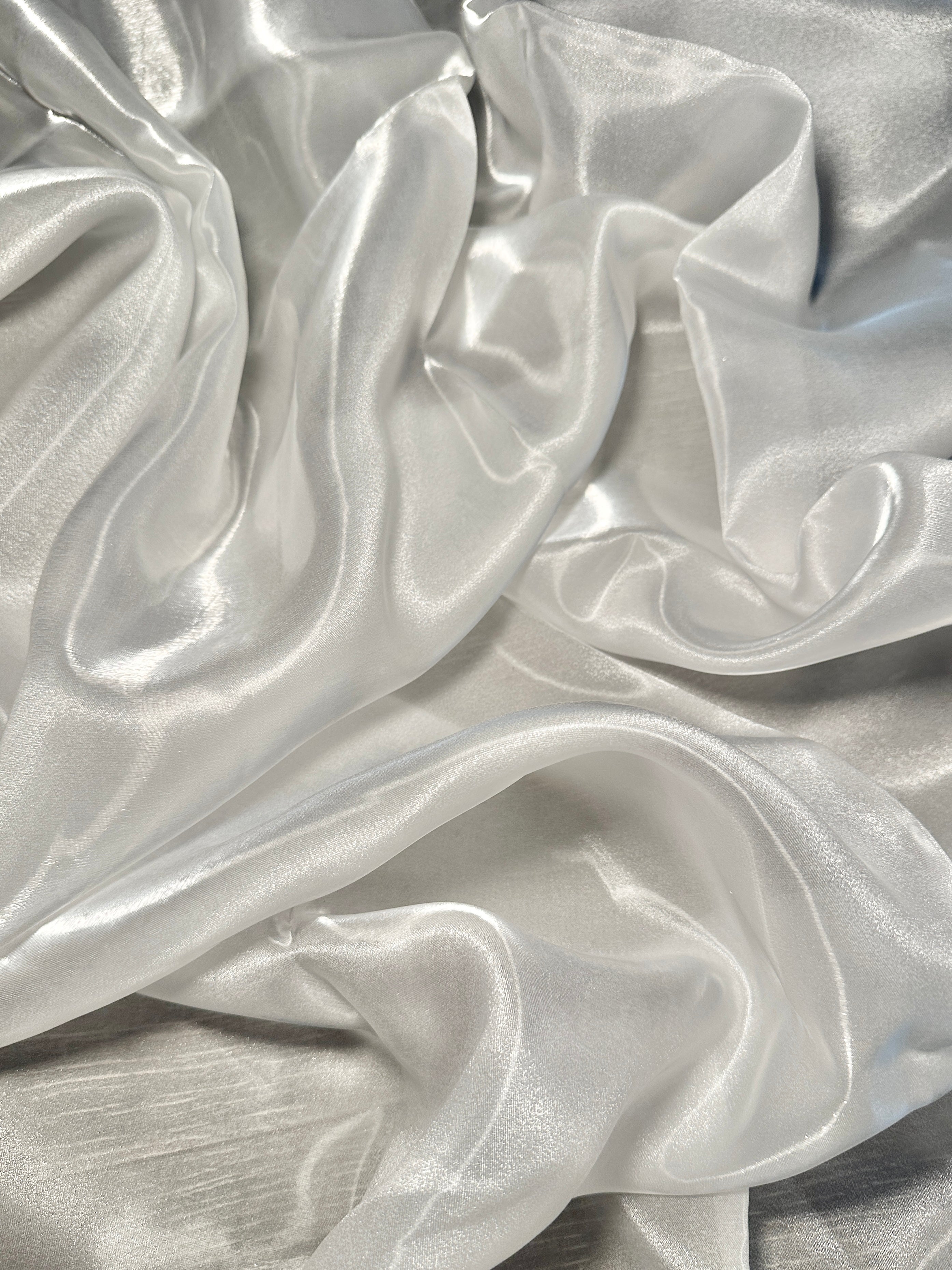 White Liquid Shimmery Liquid Organza, Metallic Organza Fabric, Shiny Organza Cloth, Sheer Shimmer Organza, Glossy Organza Textile, Luxury Organza Fabric, Lightweight Shimmer Fabric
