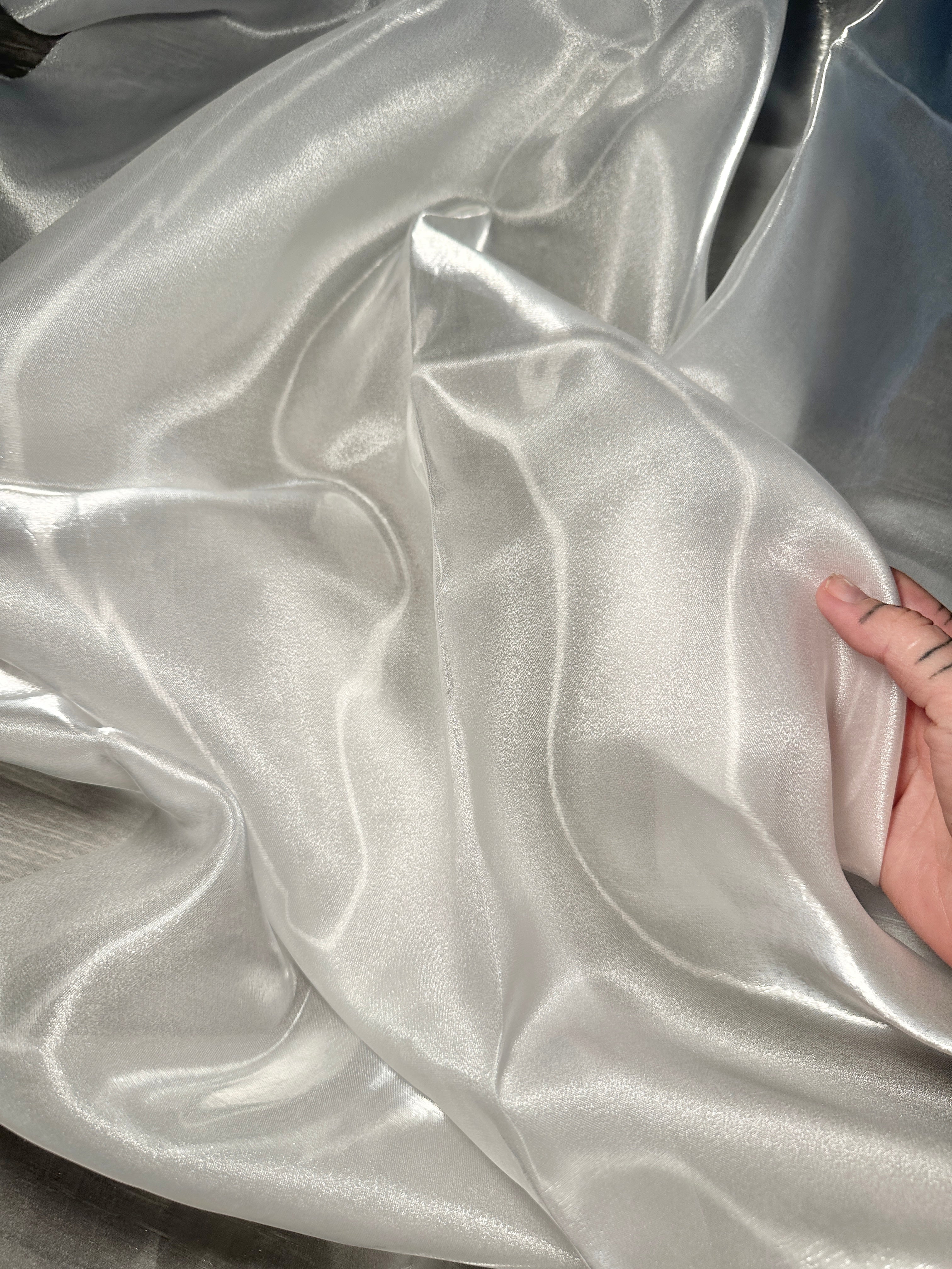 White Liquid Shimmery Liquid Organza, Fabric Store, Sewing Store, Cheap Fabric Store, Kiki Textiles, Textile by the Yard