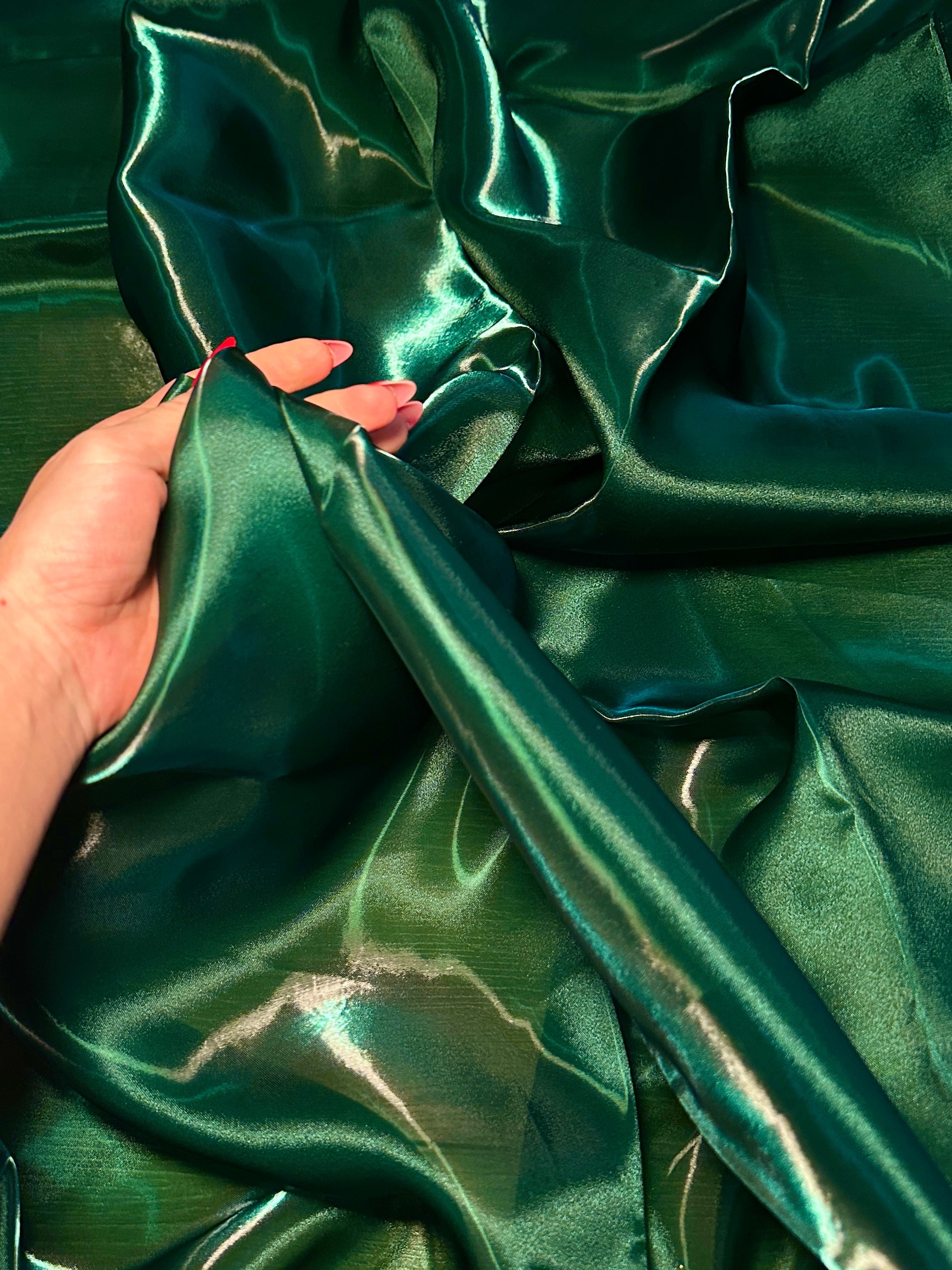 Diamond Green Liquid Shimmery Organza, Fabric Store, Sewing Store, Cheap Fabric Store, Kiki Textiles, Textile by the Yard