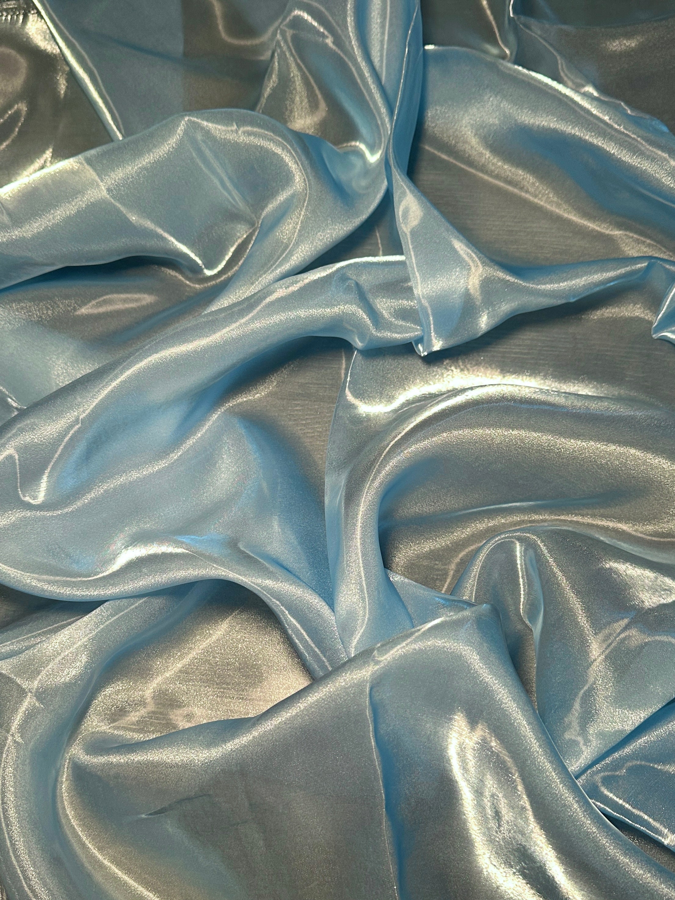 Baby Blue Liquid Shimmery Organza, Fabric Store, Sewing Store, Cheap Fabric Store, Kiki Textiles, Textile by the Yard