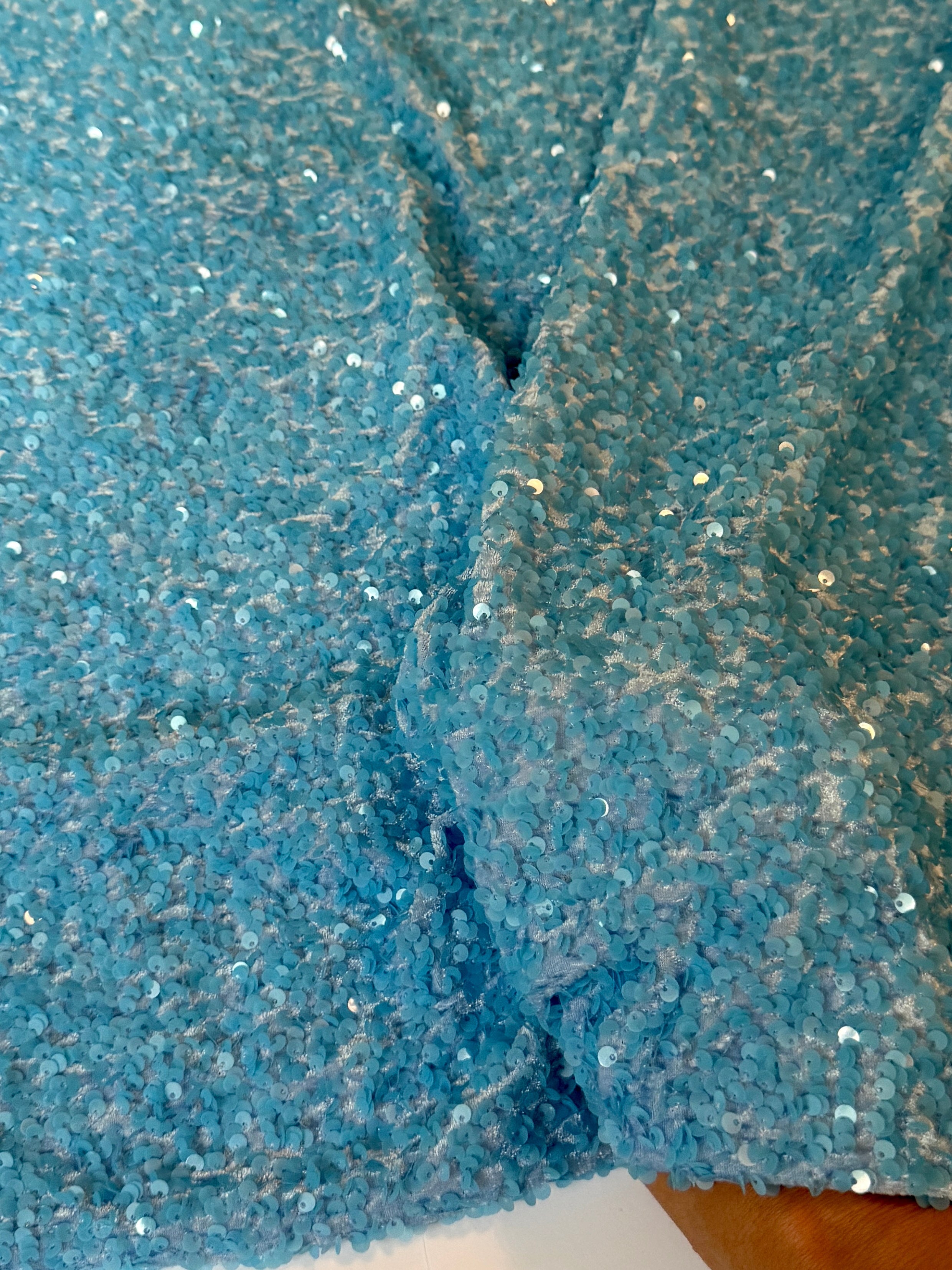 Aqua Blue Sequin on Velvet (Exclusive Color), Sequin on velvet, Sequin velvet for woman, Sequin velvet for bride, Sequin velvet on discount, Velvet fabric for dress