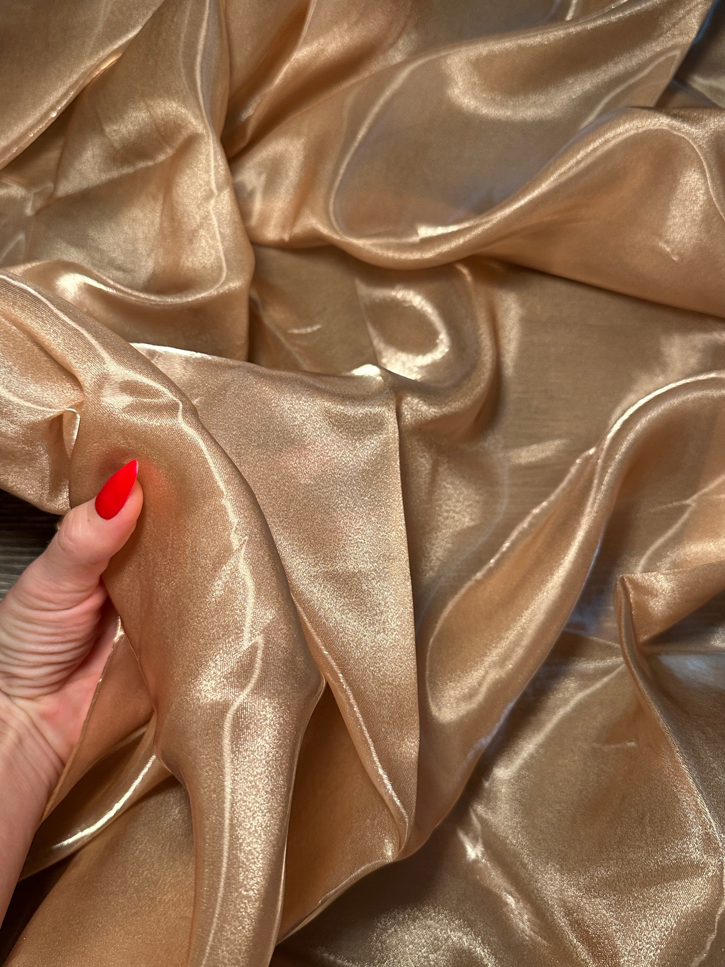 Caramel Gold Liquid Shimmery Organza, Fabric Store, Sewing Store, Cheap Fabric Store, Kiki Textiles, Textile by the Yard