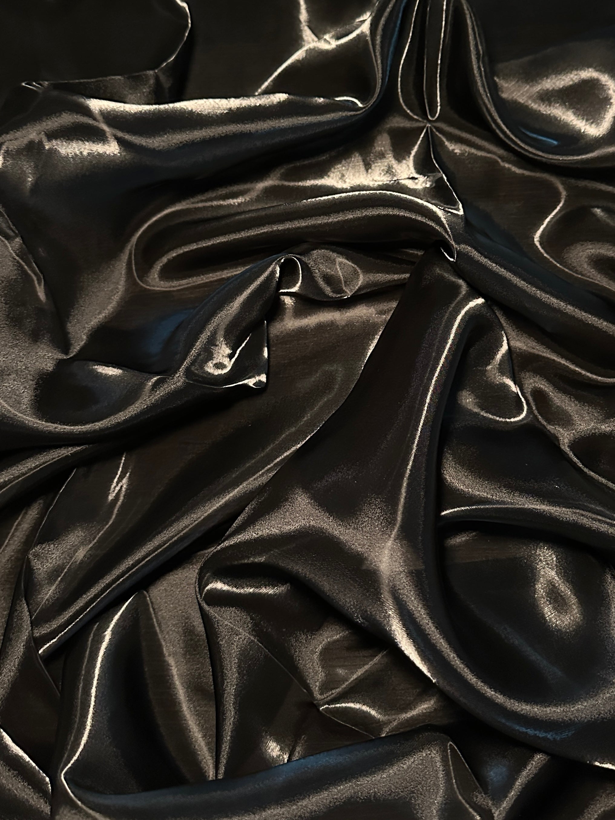 Black Liquid Shimmery Organza, Metallic Organza Fabric, Shiny Organza Cloth, Sheer Shimmer Organza, Glossy Organza Textile, Luxury Organza Fabric, Lightweight Shimmer Fabric