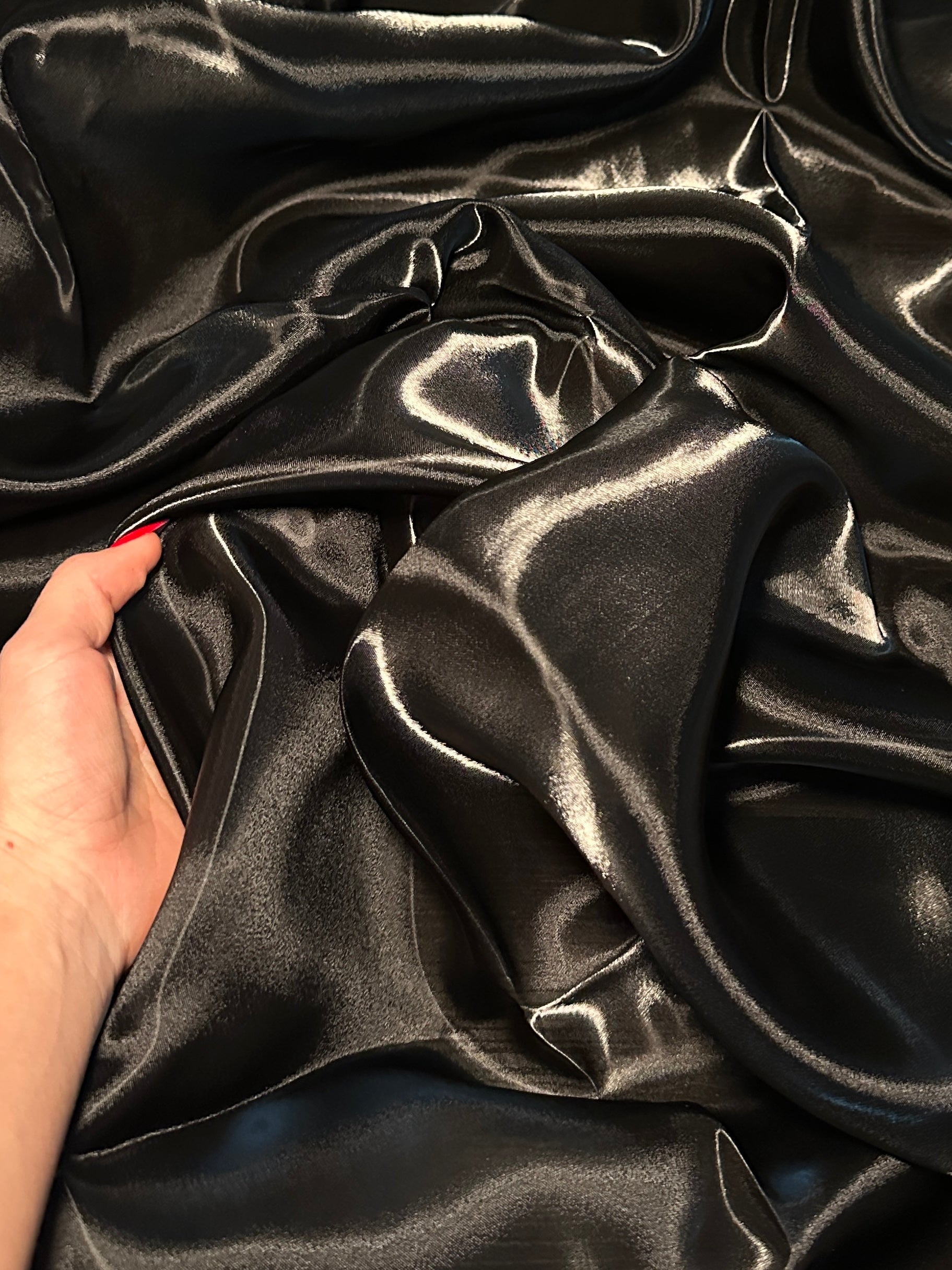 Black Liquid Shimmery Organza, Metallic Organza Fabric, Shiny Organza Cloth, Sheer Shimmer Organza, Glossy Organza Textile, Luxury Organza Fabric, Lightweight Shimmer Fabric