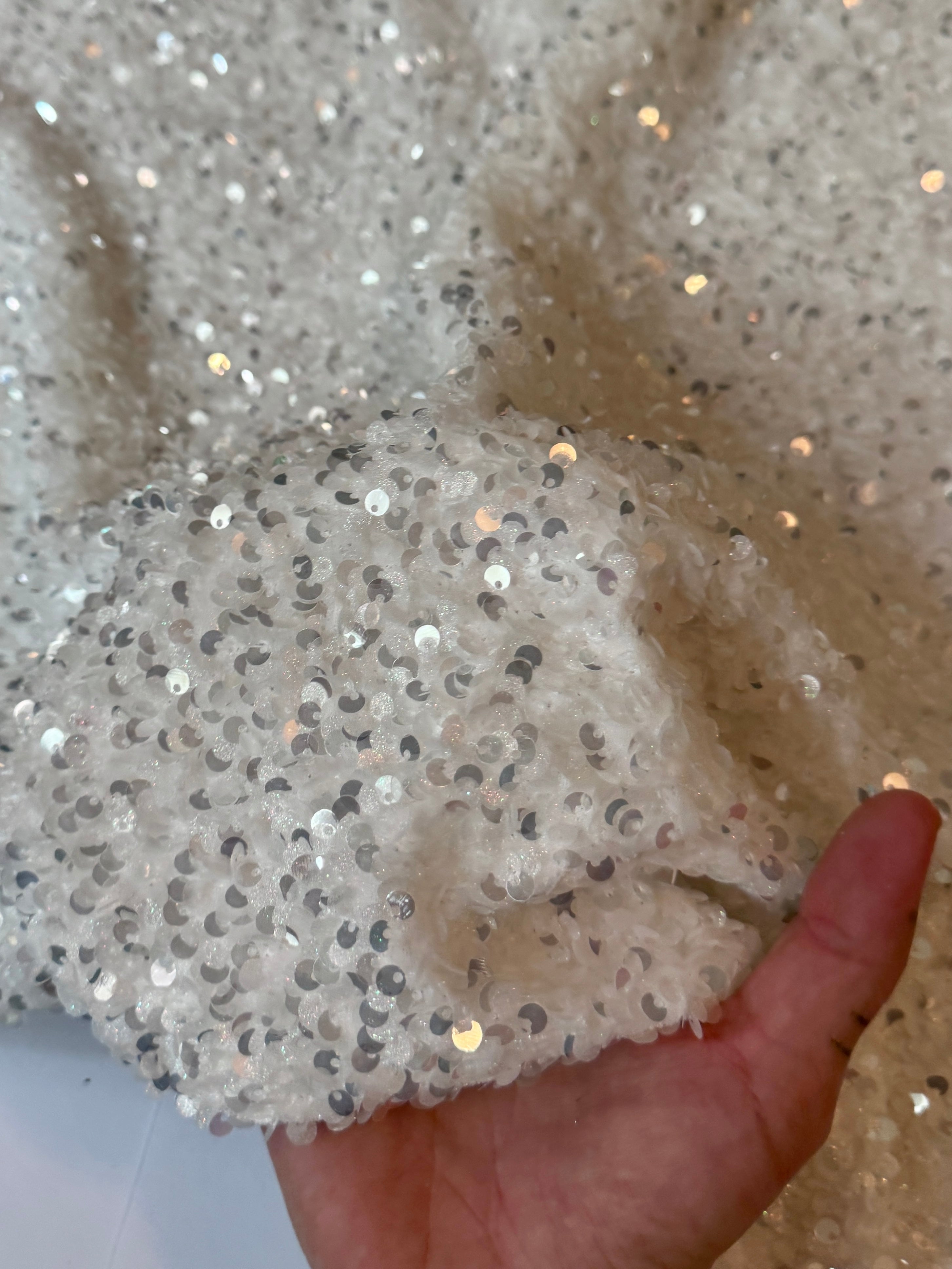 Off White Sequin on Velvet (Exclusive Color), Sequin on velvet, Sequin velvet for woman, Sequin velvet for bride, Sequin velvet on discount, Velvet fabric for dress