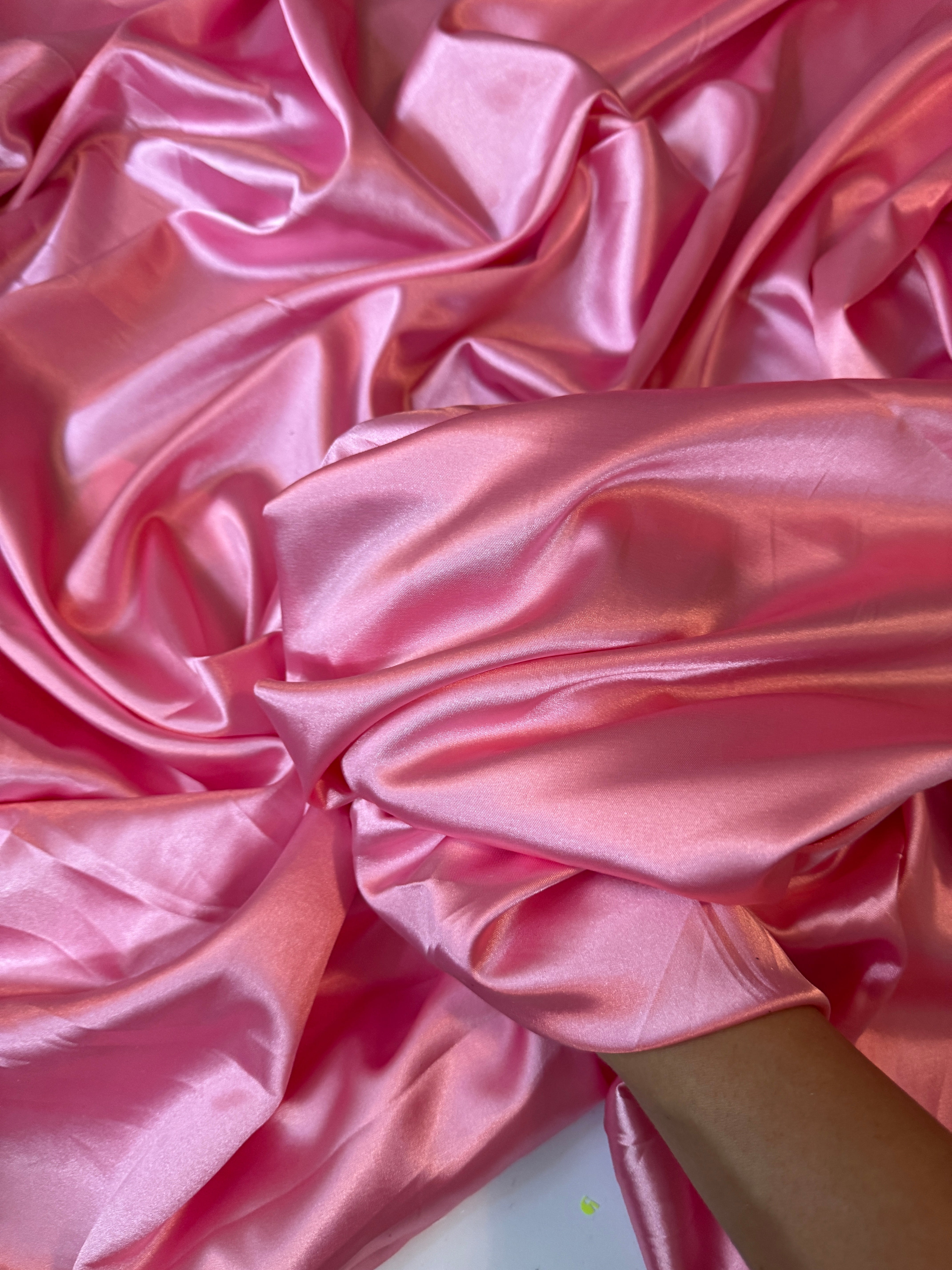 Bubble Gum Pink Silky Stretch Satin, Fabric Store, Sewing Store, Cheap Fabric Store, Kiki Textiles, Textile by the Yard