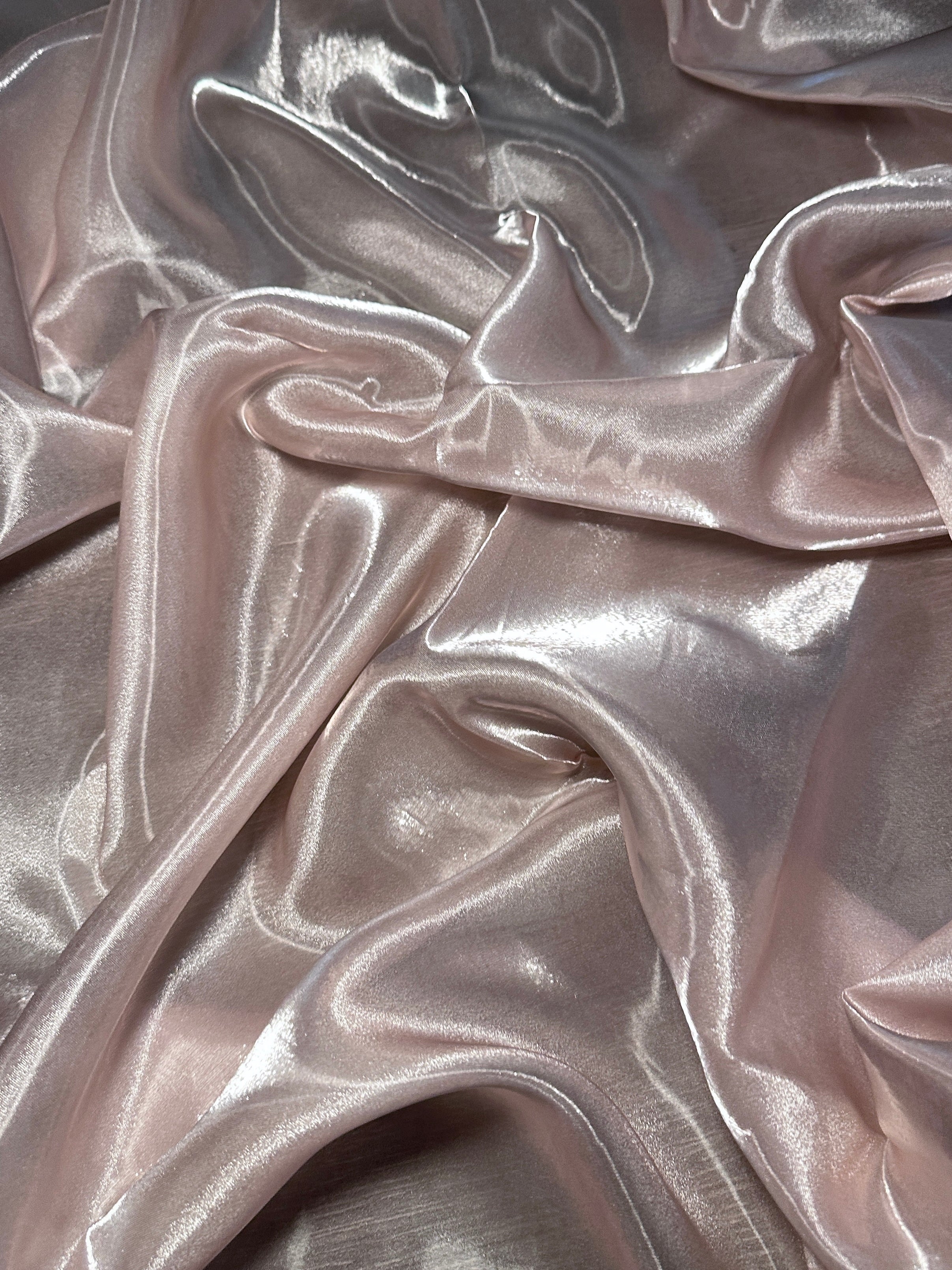 Pale Mauve Liquid Shimmery Organza, Metallic Organza Fabric, Shiny Organza Cloth, Sheer Shimmer Organza, Glossy Organza Textile, Luxury Organza Fabric, Lightweight Shimmer Fabric