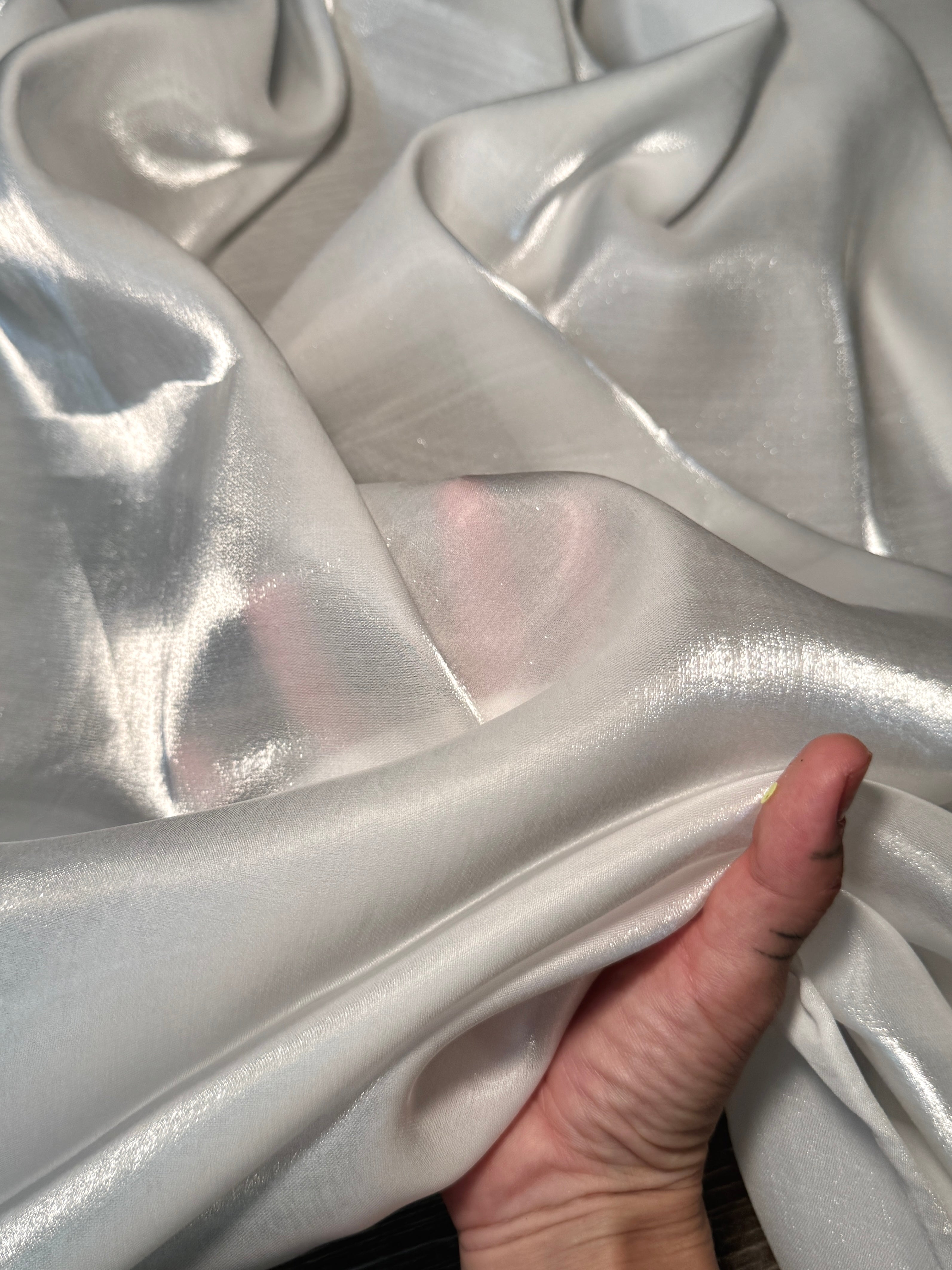 Off White Water Liquid Shimmery Chiffon, Sewing Store, Cheap Fabric Store, Kiki Textiles, Textile by the Yard
Off White Water Liquid Shimmery Chiffon, Sewing Store, Cheap Fabric Store, Kiki Textiles, Textile by the Yard