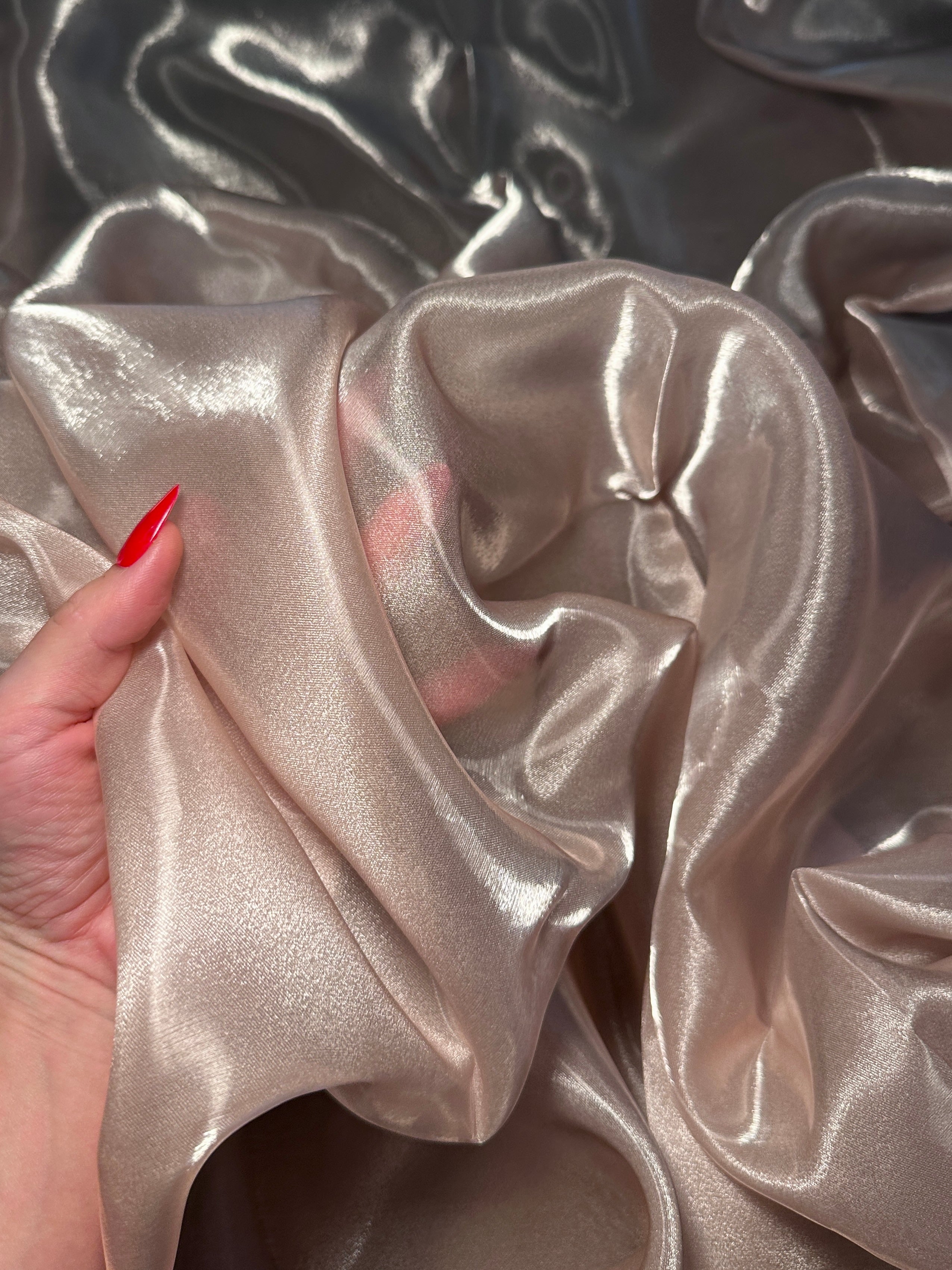 Pale Mauve Liquid Shimmery Organza, Fabric Store, Sewing Store, Cheap Fabric Store, Kiki Textiles, Textile by the Yard
