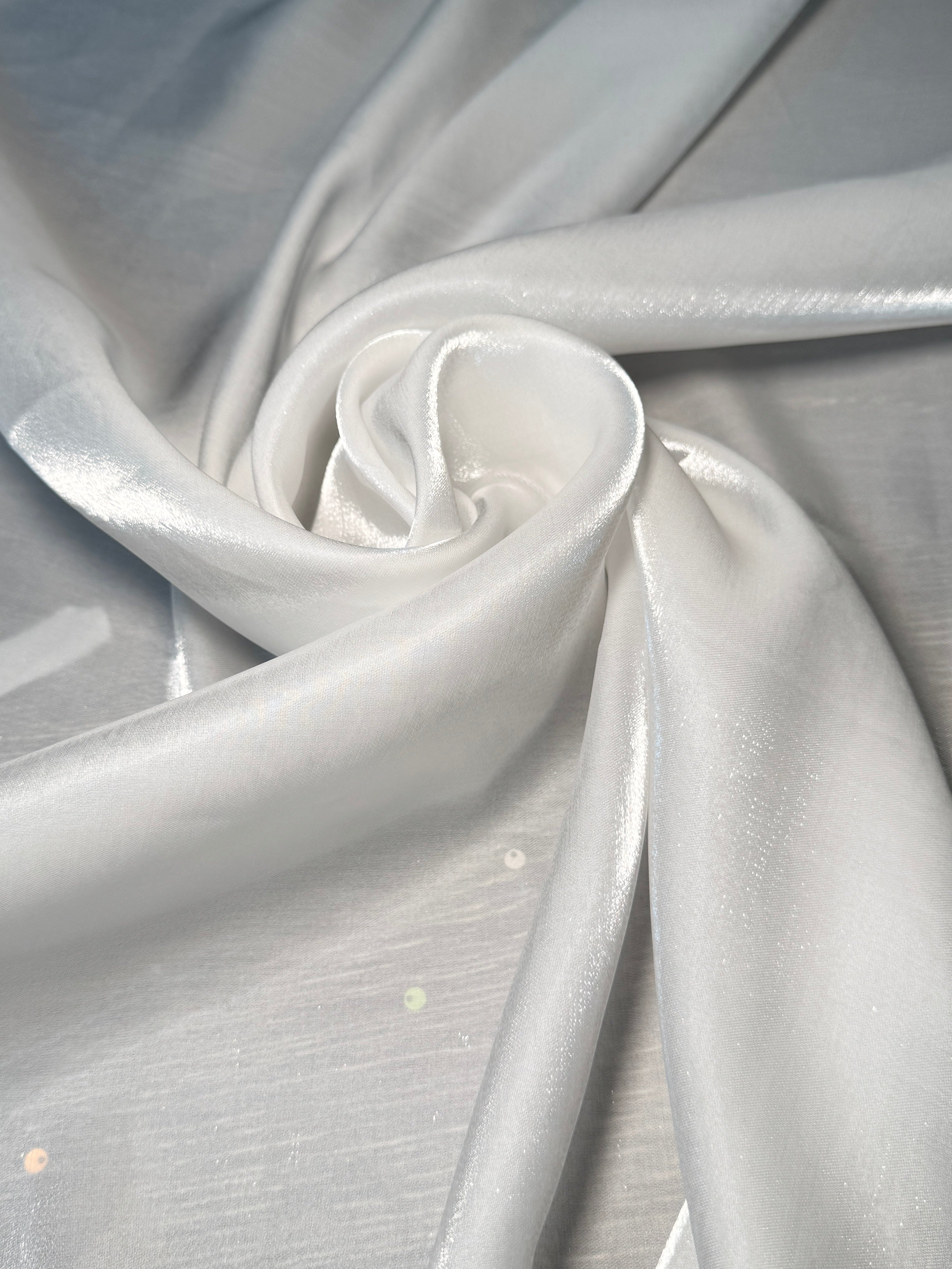 Off White Water Liquid Shimmery Chiffon, Premium Glittery Chiffon, Wet Chiffon, Shimmery Chiffon, Fancy fabric, Luxurious liquid fabric, Chiffon for women