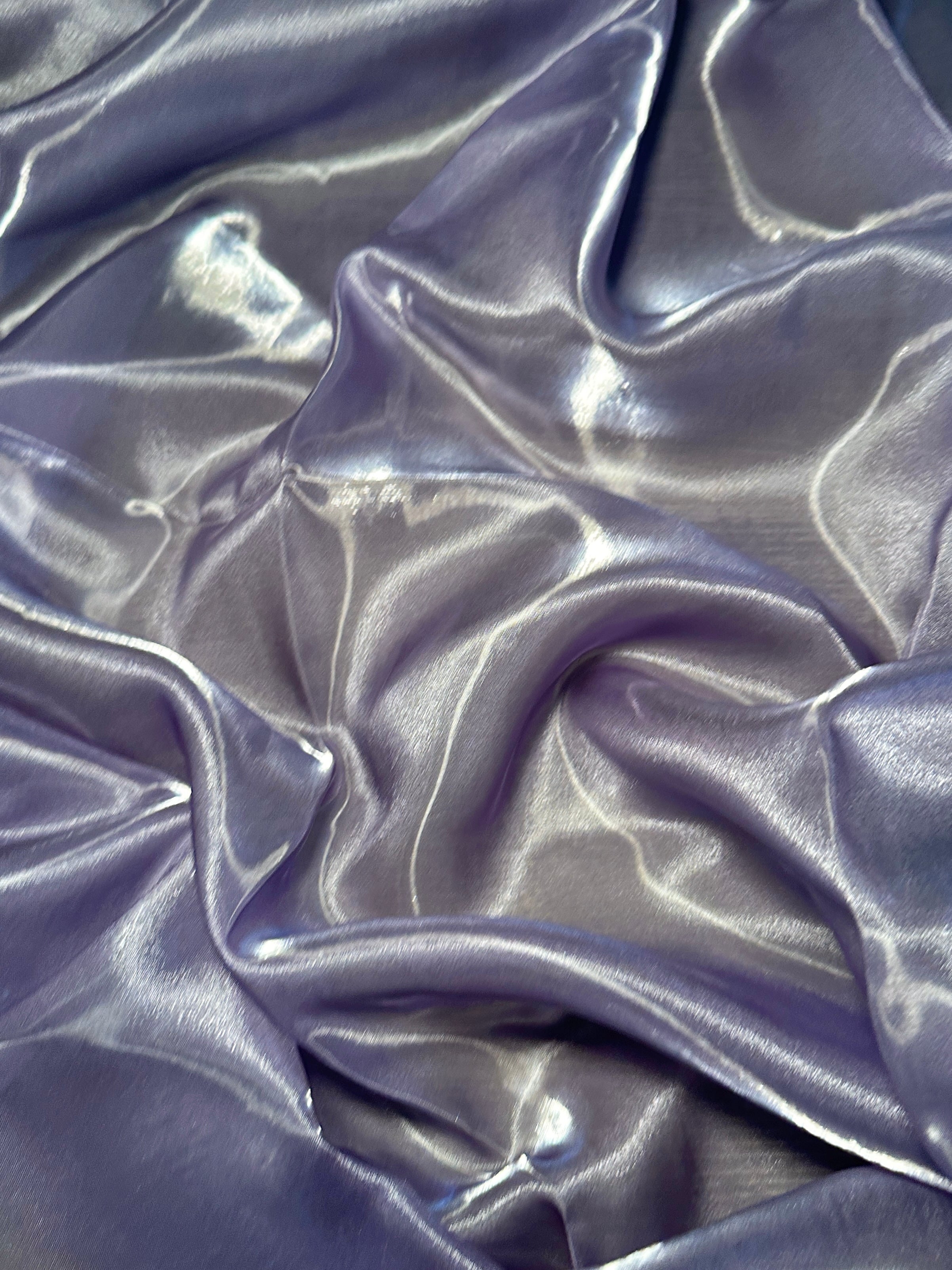 Lavender Liquid Shimmery Organza, Shiny Organza Cloth, Sheer Shimmer Organza, Glossy Organza Textile, Luxury Organza Fabric, Lightweight Shimmer Fabric