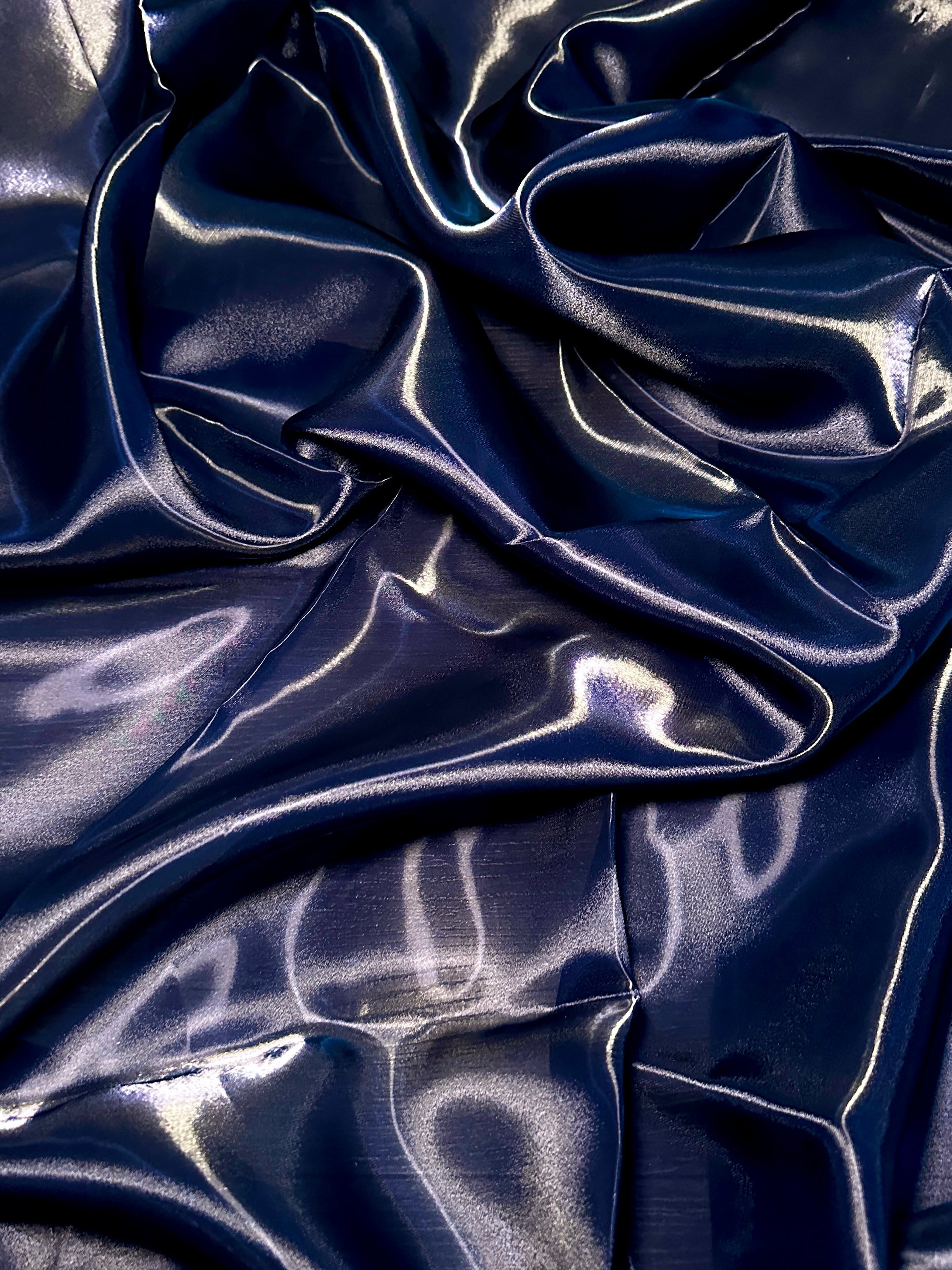 Navy Blue Liquid Shimmery Organza, Fabric Store, Sewing Store, Cheap Fabric Store, Kiki Textiles, Textile by the Yard