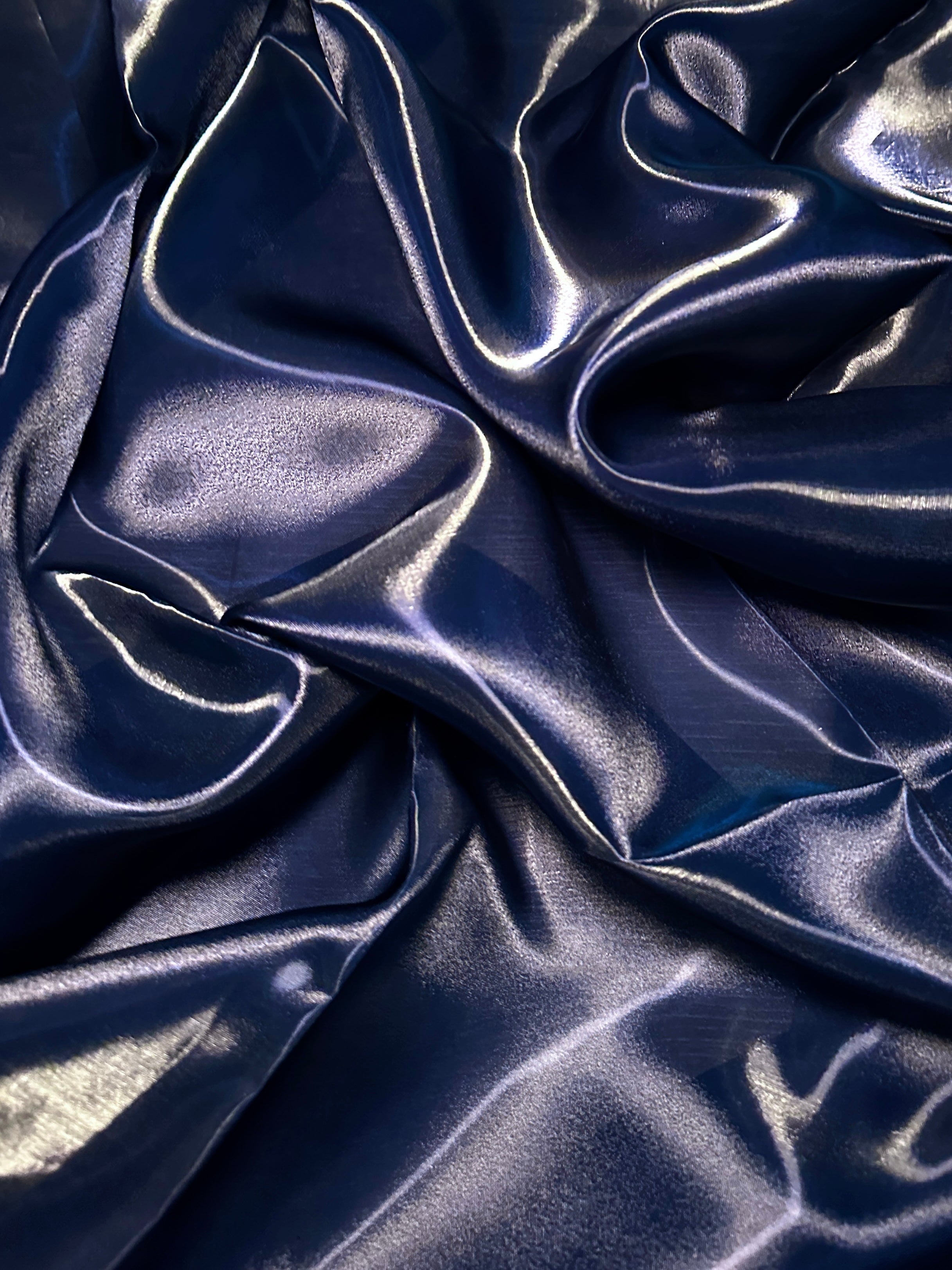 Navy Blue Liquid Shimmery Organza, Shiny Organza Cloth, Sheer Shimmer Organza, Glossy Organza Textile, Luxury Organza Fabric, Lightweight Shimmer Fabric