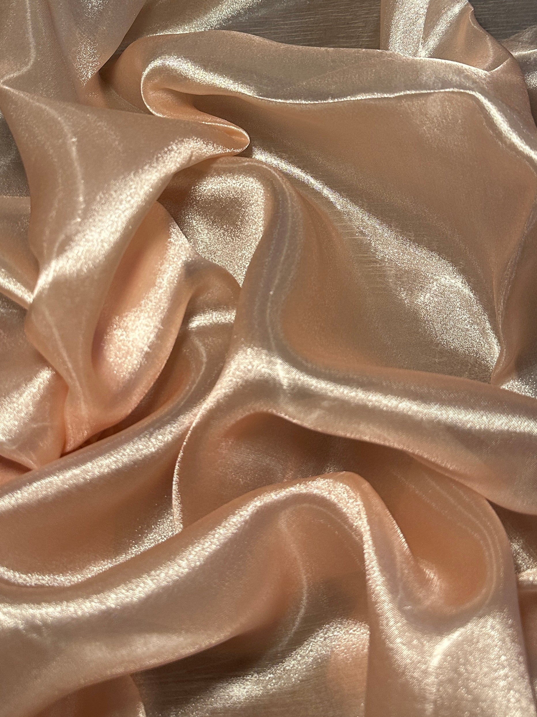 Light Peach Liquid Shimmery Organza, Fabric Store, Sewing Store, Cheap Fabric Store, Kiki Textiles, Textile by the Yard