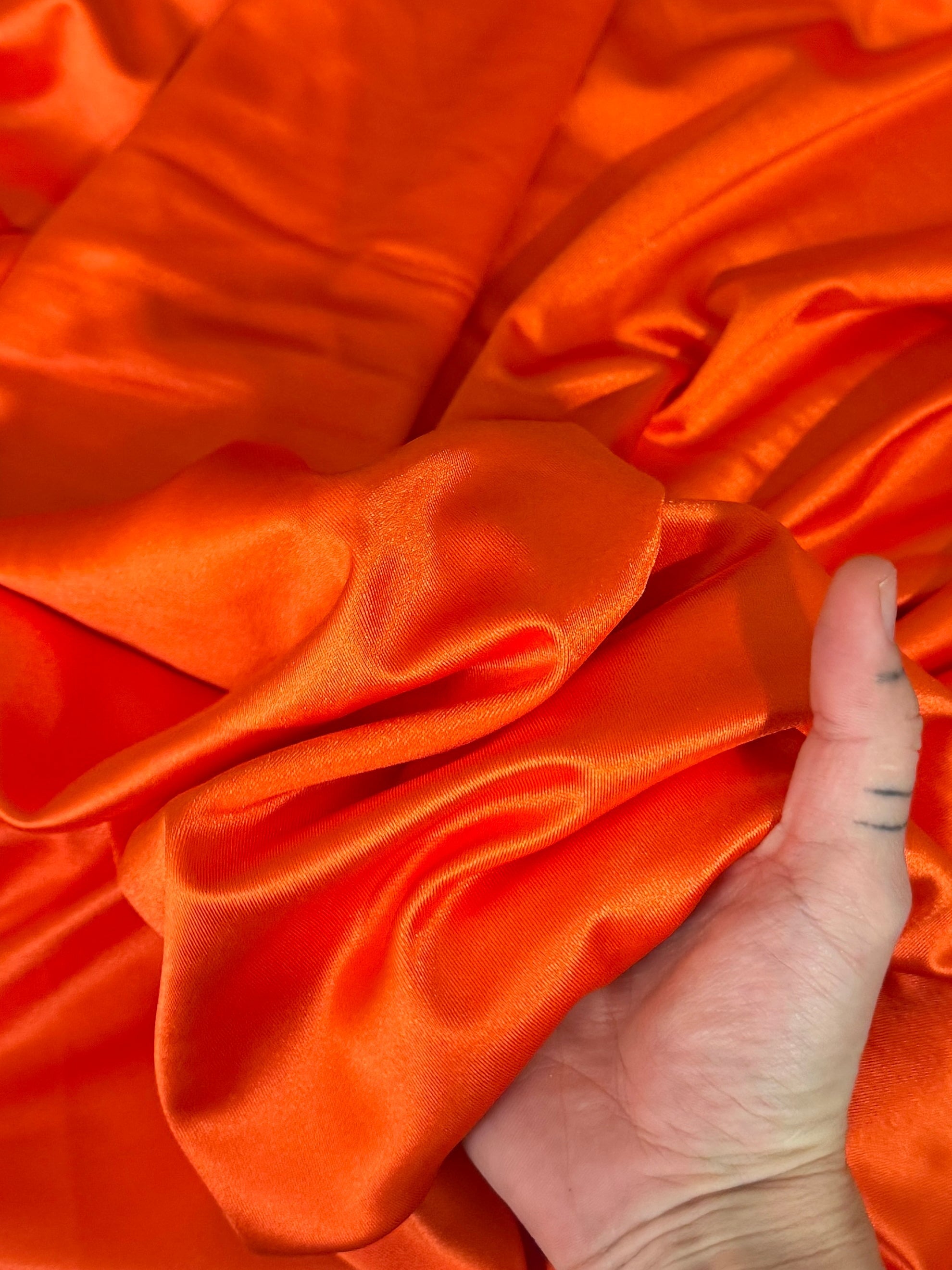 Orange Shiny Nylon Spandex, Kiki Sewing Store, Luxury Fabric, Cheap Fabric Store, Kiki Textiles, Textile by the Yard, Los Angeles Fabrics