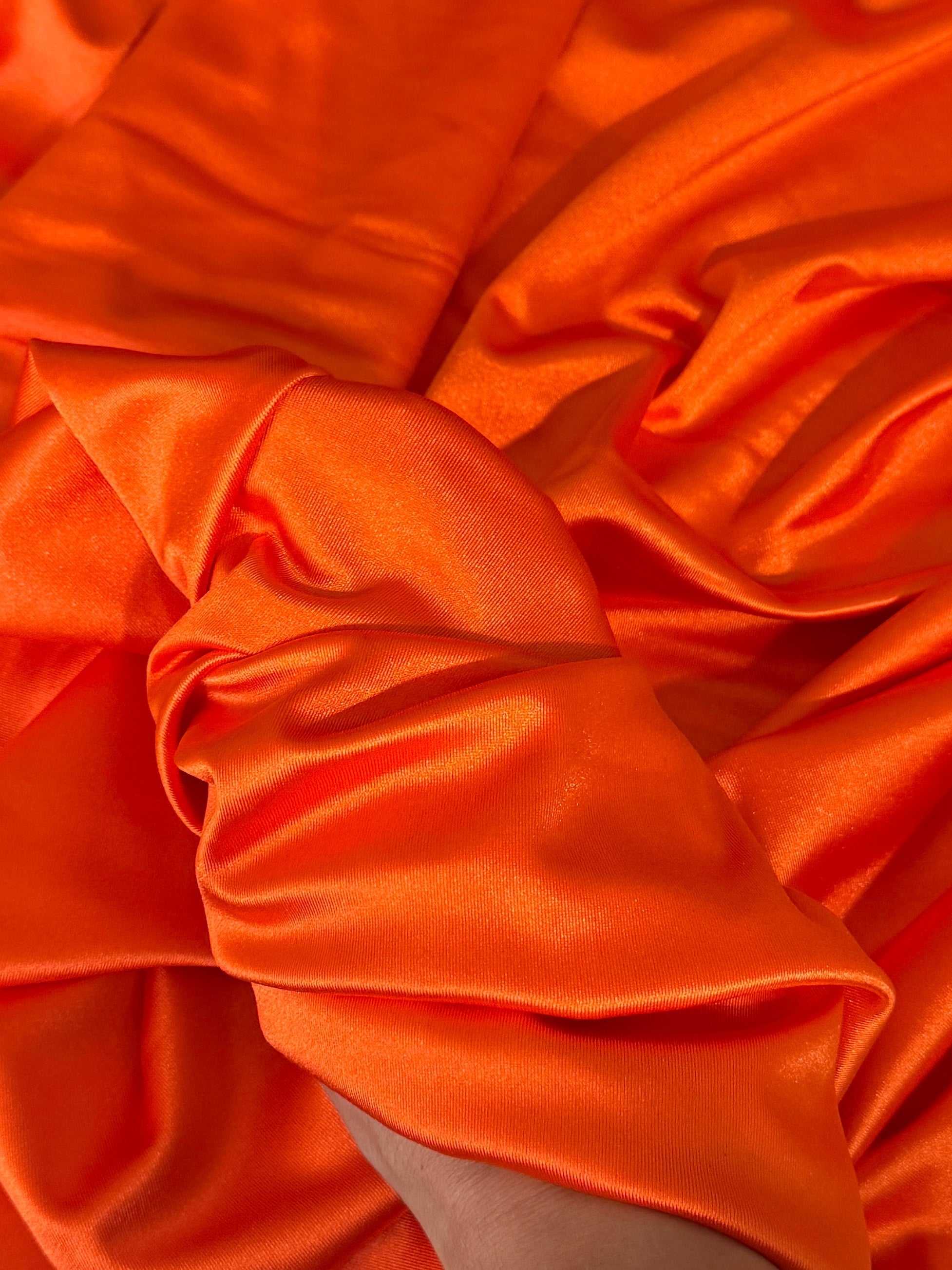 Orange Shiny Nylon Spandex, Kiki Sewing Store, Luxury Fabric, Cheap Fabric Store, Kiki Textiles, Textile by the Yard, Los Angeles Fabrics