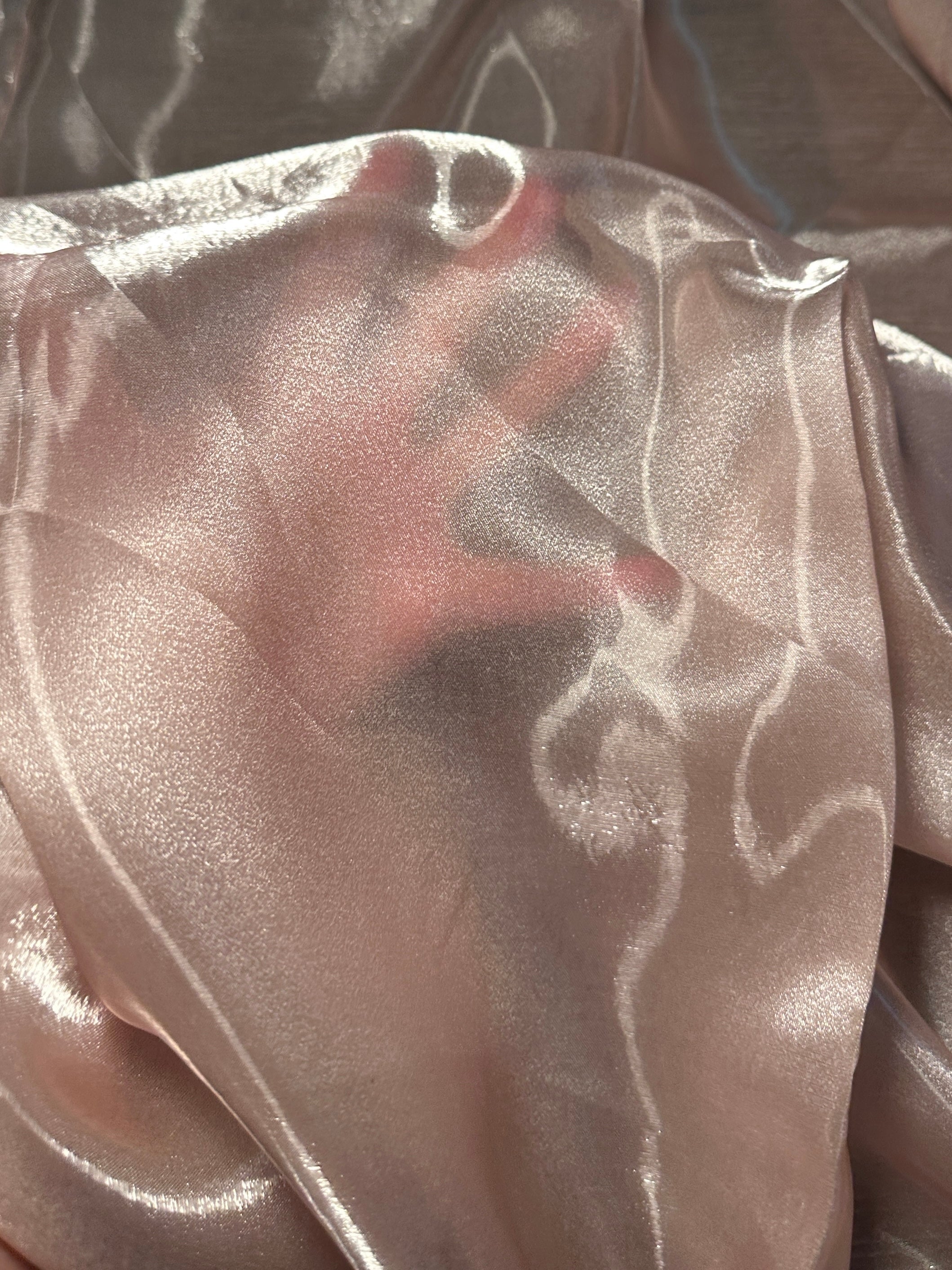 Blush Pink Liquid Shimmery Organza, Shiny Organza Cloth, Sheer Shimmer Organza, Glossy Organza Textile, Luxury Organza Fabric, Lightweight Shimmer Fabric