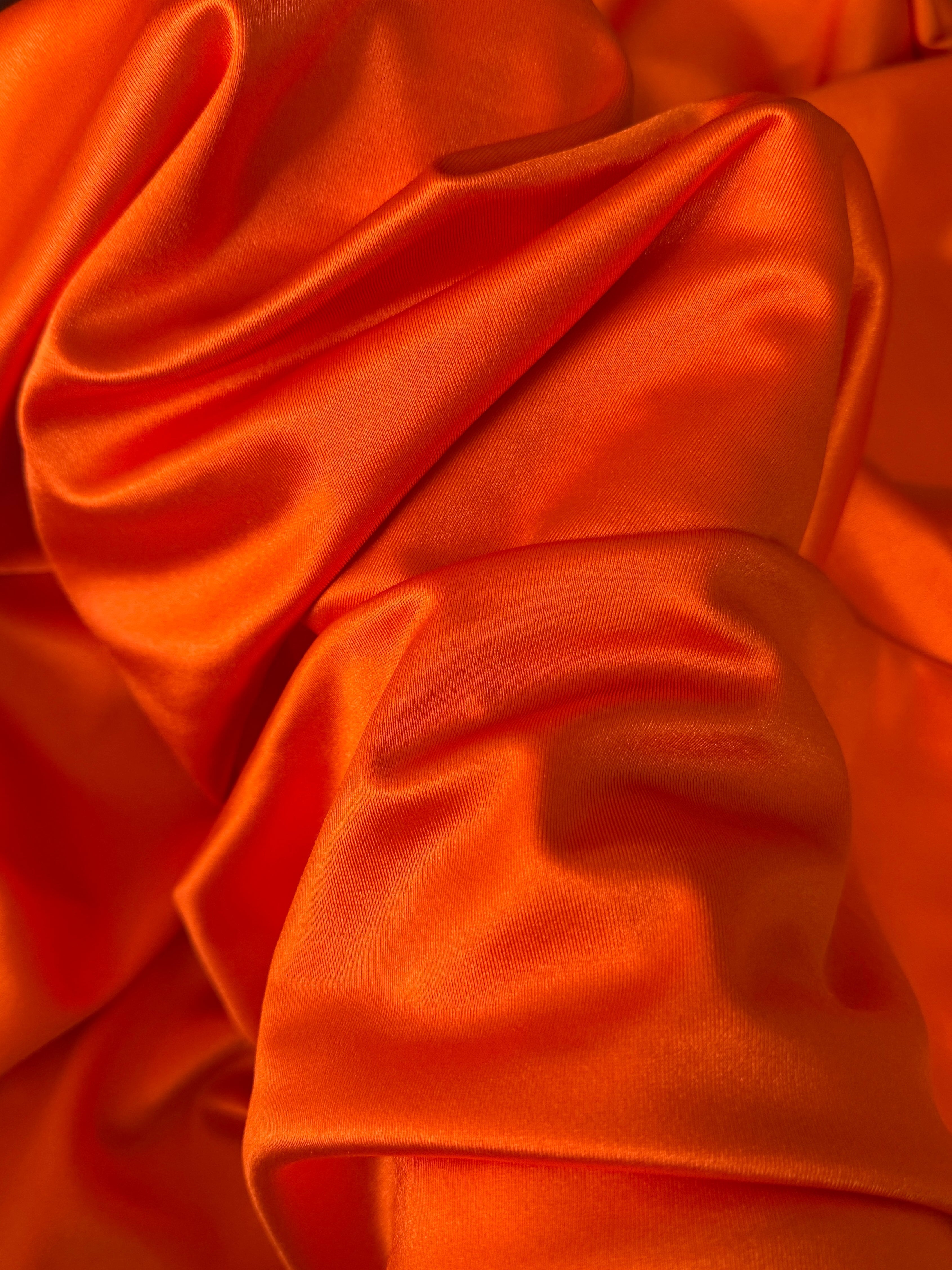 Orange Shiny Nylon Spandex, Kiki Sewing Store, Luxury Fabric, Cheap Fabric Store, Kiki Textiles, Textile by the Yard, Los Angeles Fabrics