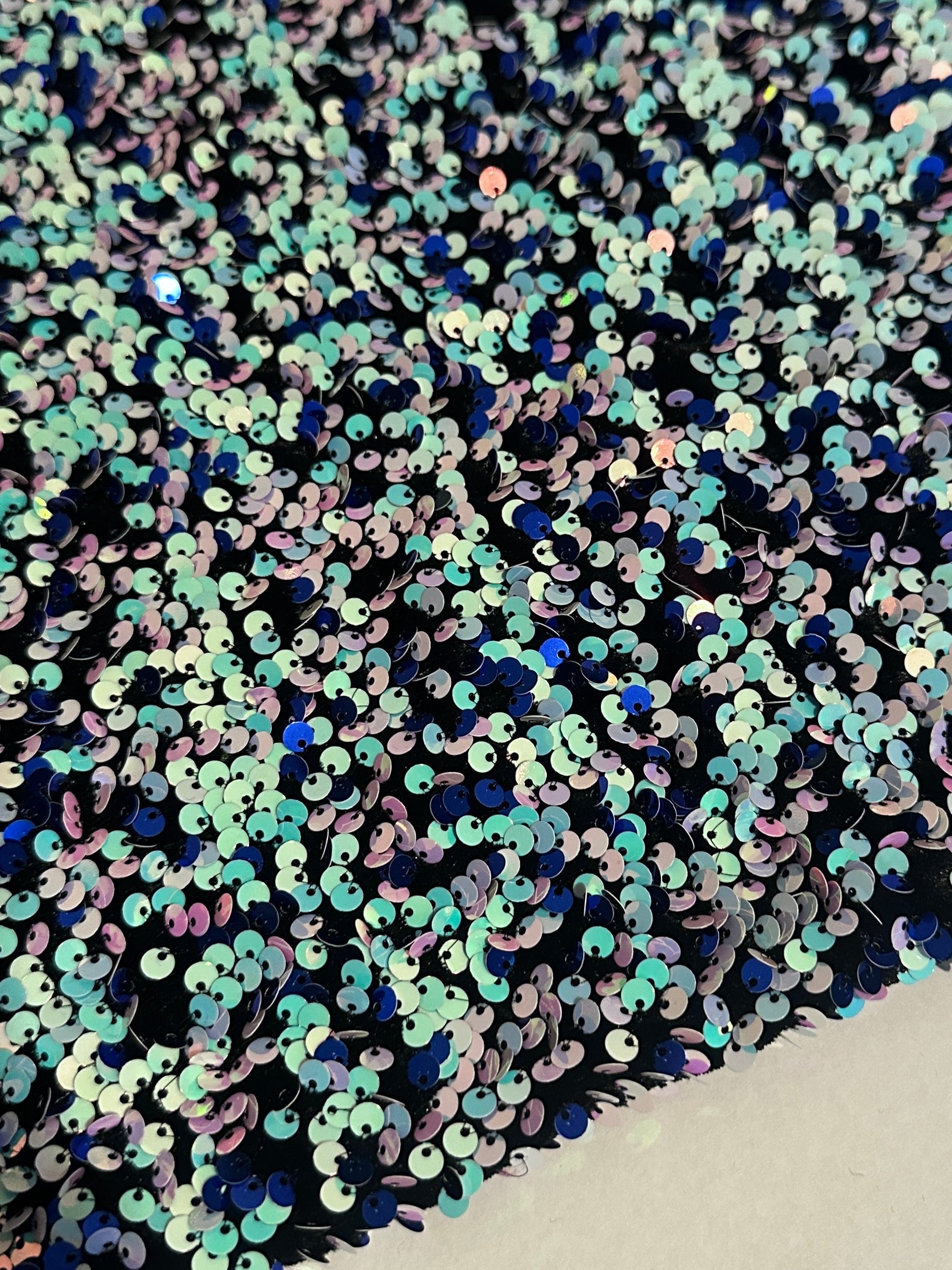 Mermaid Blue Confetti Sequin on Velvet, Fabric Store, Sewing Store, Cheap Fabric Store, Kiki Textiles, Textile by the Yard