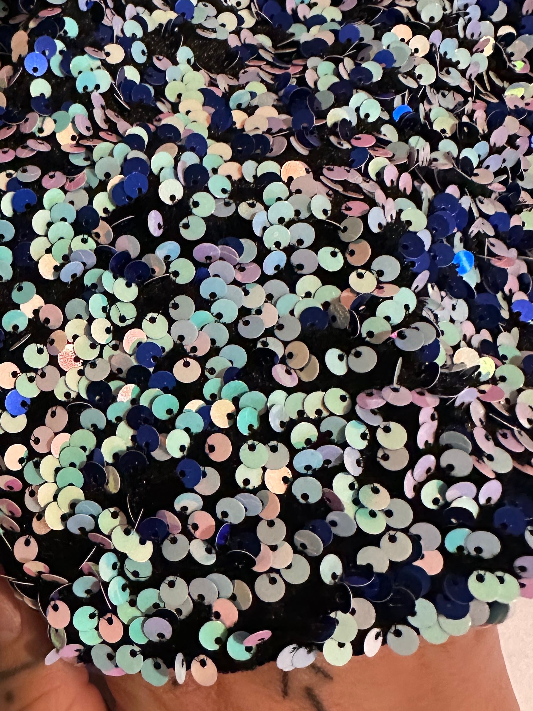 Mermaid Blue Confetti Sequin on Velvet, Fabric Store, Sewing Store, Cheap Fabric Store, Kiki Textiles, Textile by the Yard