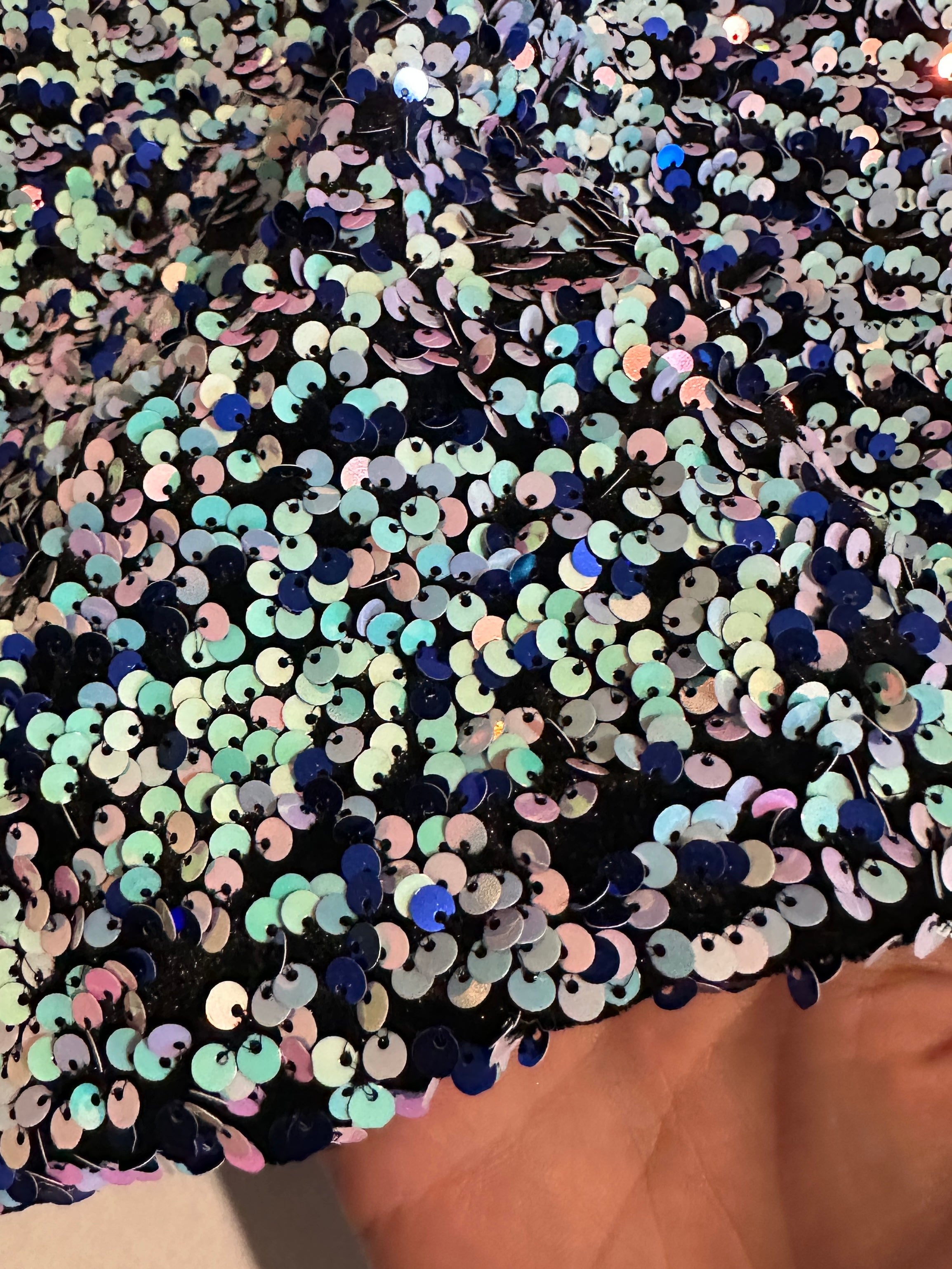 Mermaid Blue Confetti Sequin on Velvet, Fabric Store, Sewing Store, Cheap Fabric Store, Kiki Textiles, Textile by the Yard