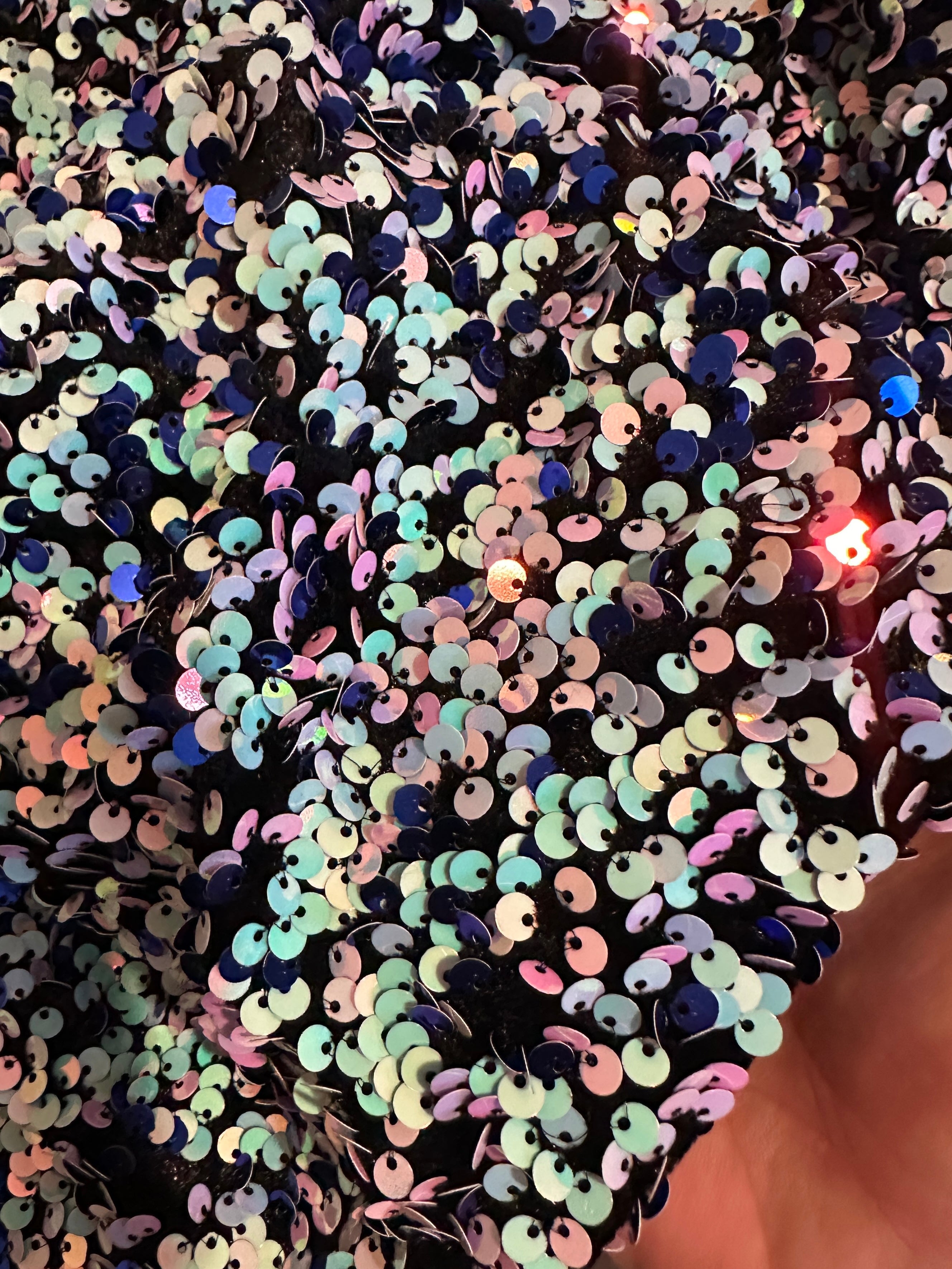 Mermaid Blue Confetti Sequin on Velvet, Fabric Store, Sewing Store, Cheap Fabric Store, Kiki Textiles, Textile by the Yard