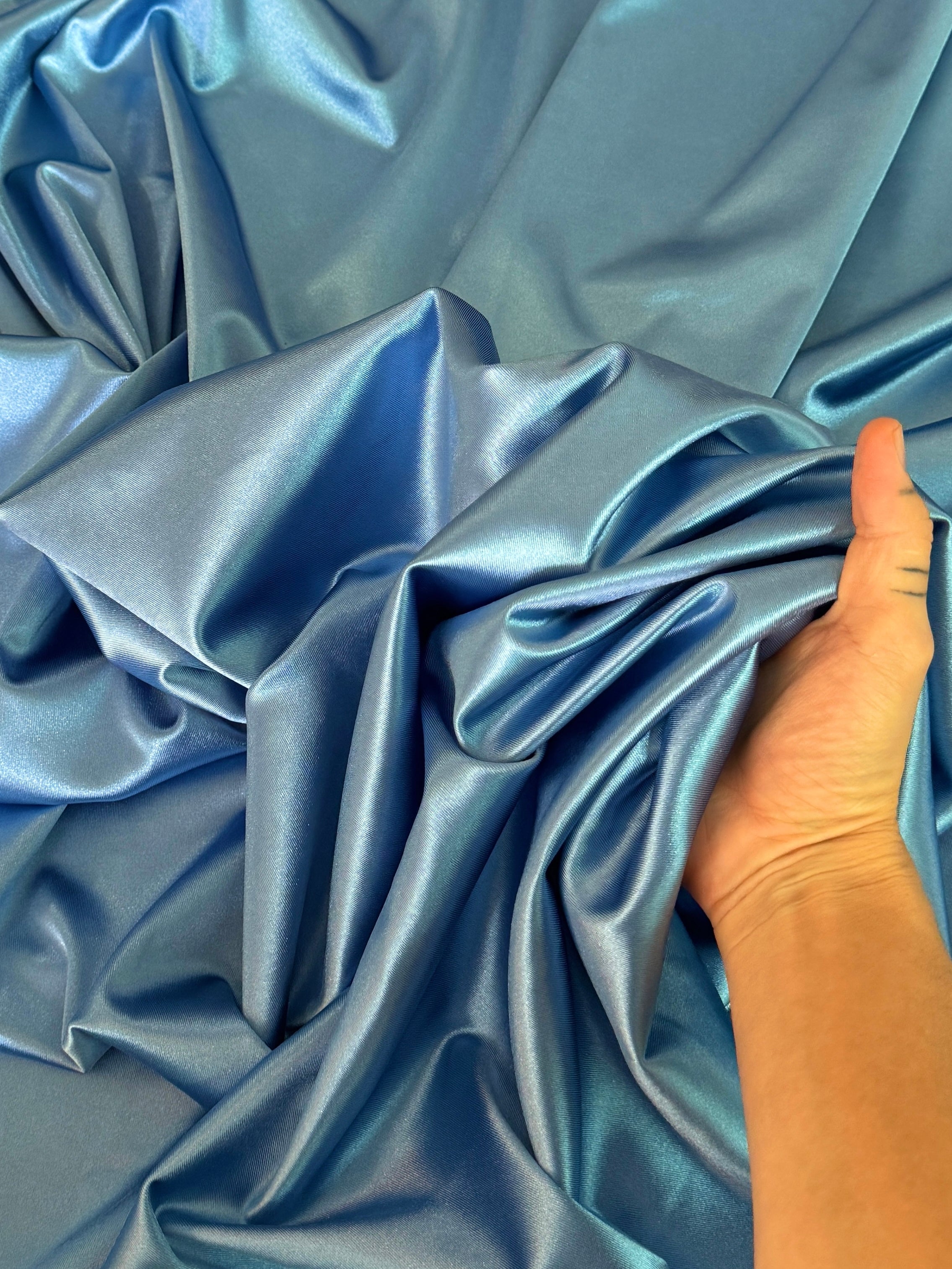 Slate Blue Shiny Nylon Spandex, Kiki Sewing Store, Luxury Fabric, Cheap Fabric Store, Kiki Textiles, Textile by the Yard, Los Angeles Fabrics