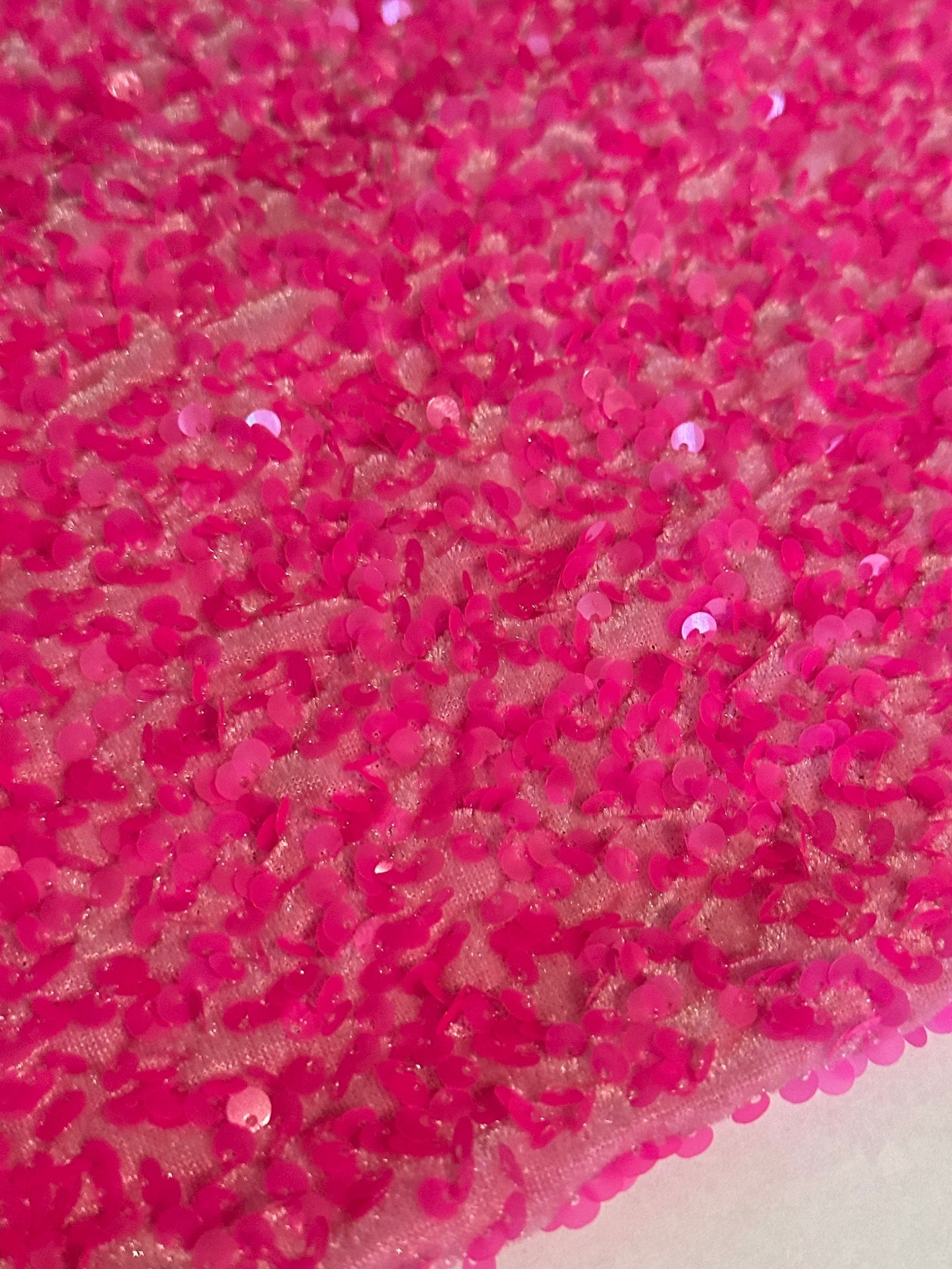 Neon Pink Sequin on Velvet, Sequin on velvet, Stretch Sequin Mesh, Stretch Sequin velvet for woman, Stretch Sequin velvet for bride, Stretch Sequin velvet on discount, Stretch Sequin velvet online