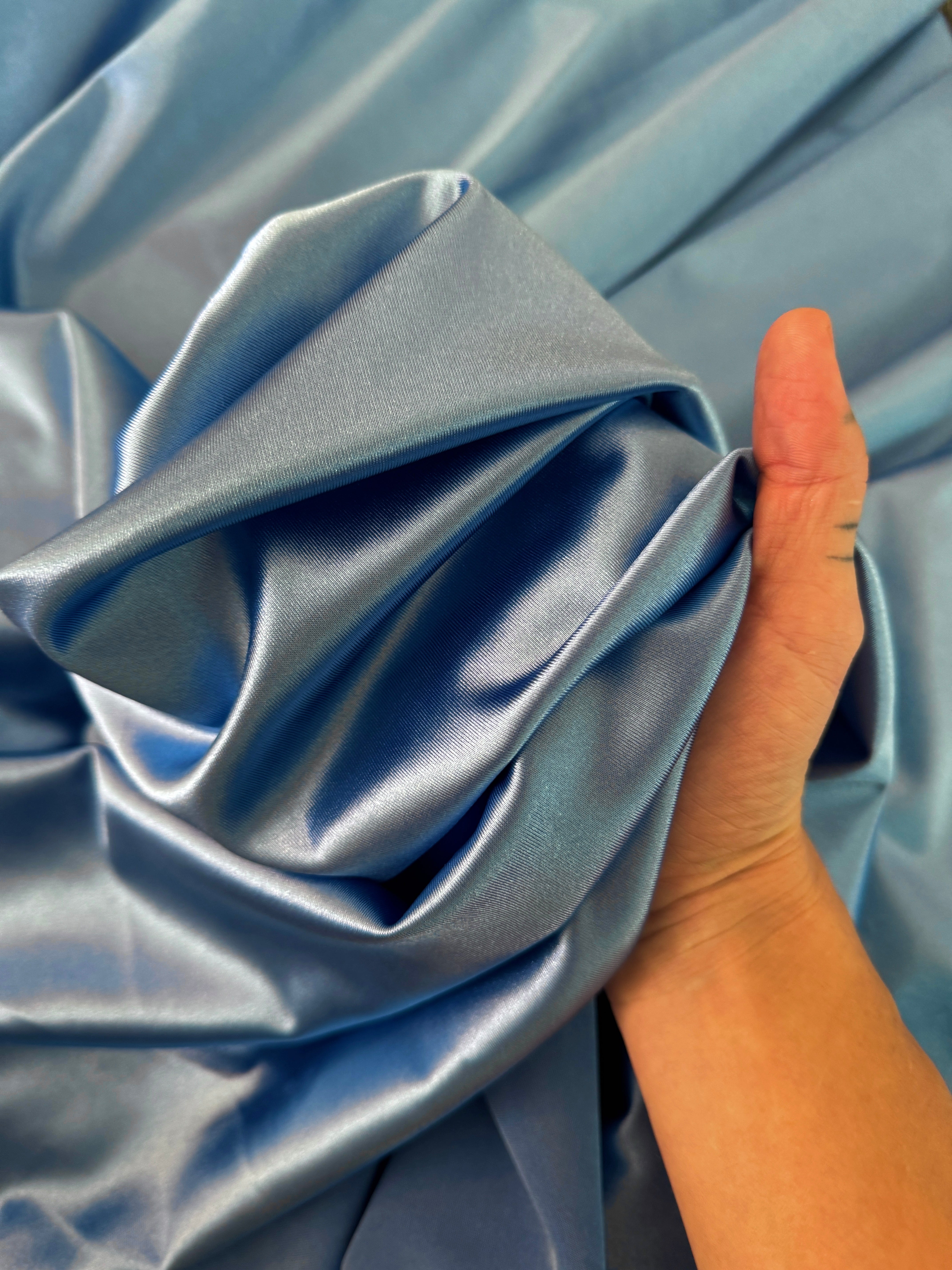 Slate Blue Shiny Nylon Spandex, Kiki Sewing Store, Luxury Fabric, Cheap Fabric Store, Kiki Textiles, Textile by the Yard, Los Angeles Fabrics