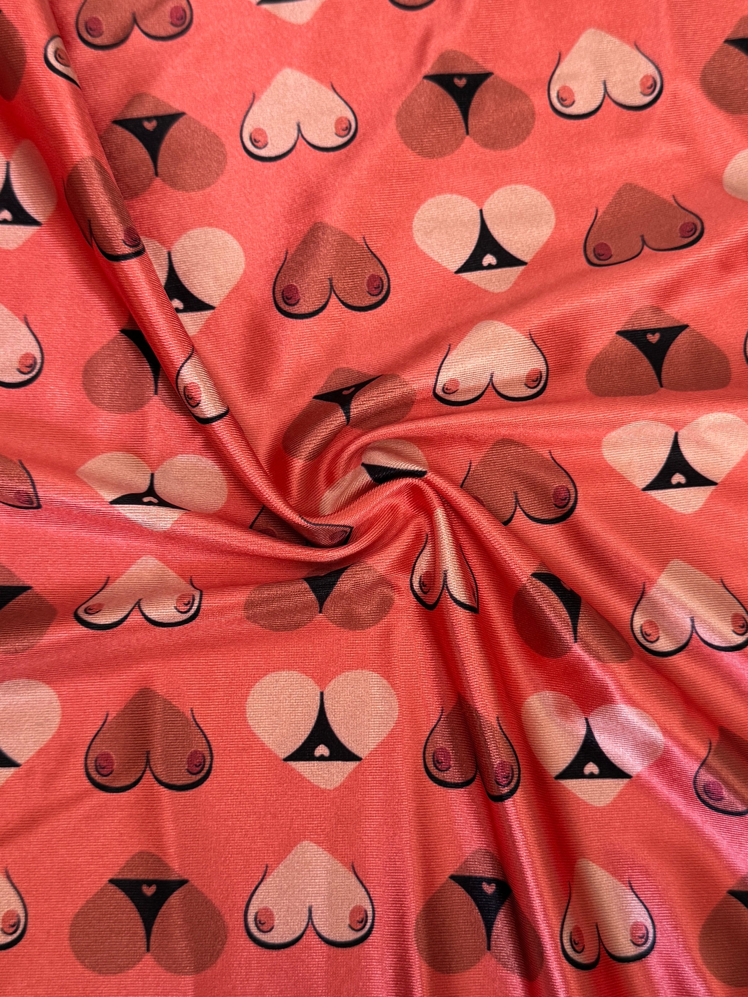 Cheeky Hearts Nylon Spandex, Kiki Sewing Store, Luxury Fabric, Cheap Fabric Store, Kiki Textiles, Textile by the Yard, Los Angeles Fabrics