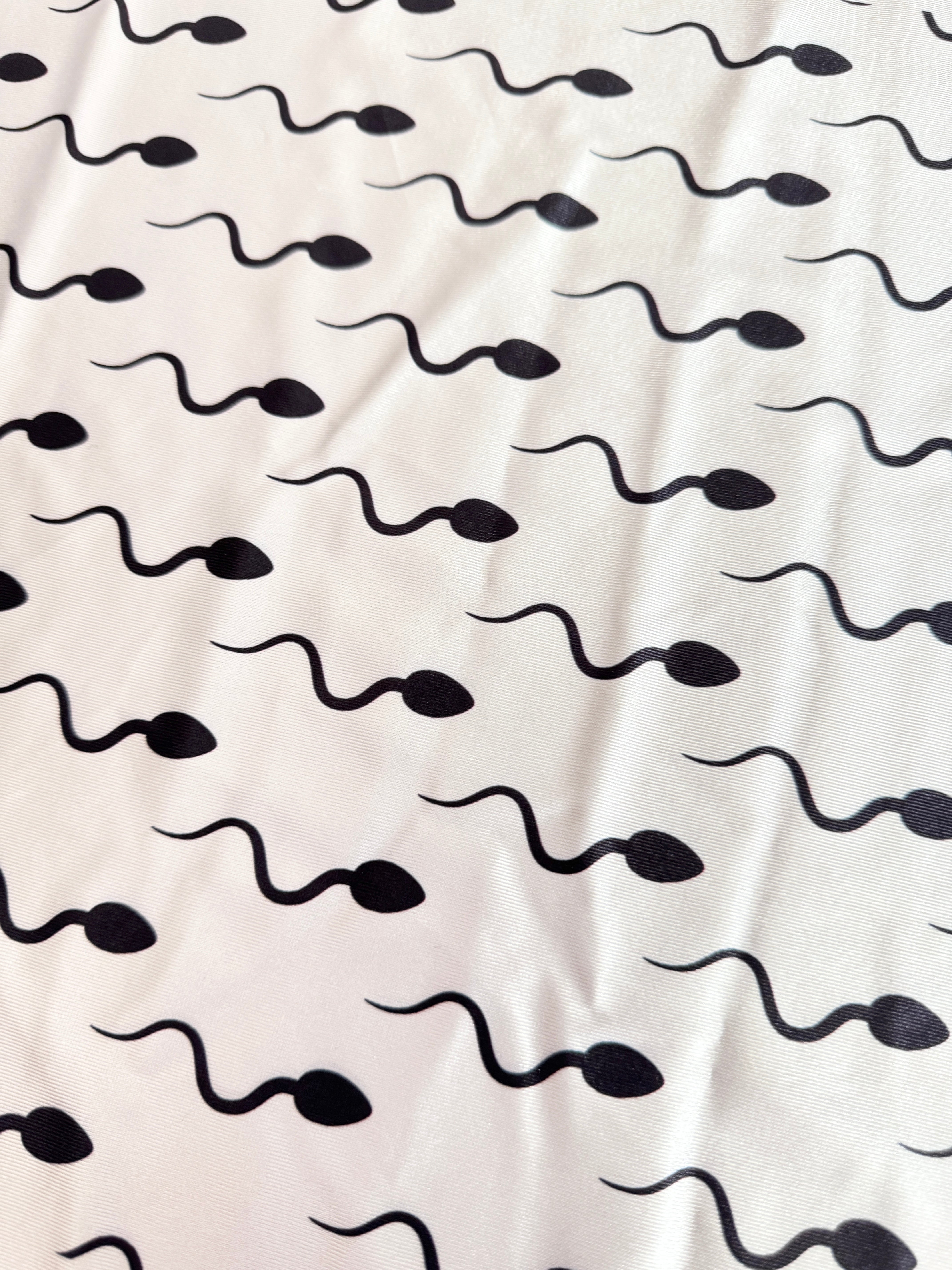 White Sperm Print Nylon Spandex, Kiki Sewing Store, Luxury Fabric, Cheap Fabric Store, Kiki Textiles, Textile by the Yard, Los Angeles Fabrics