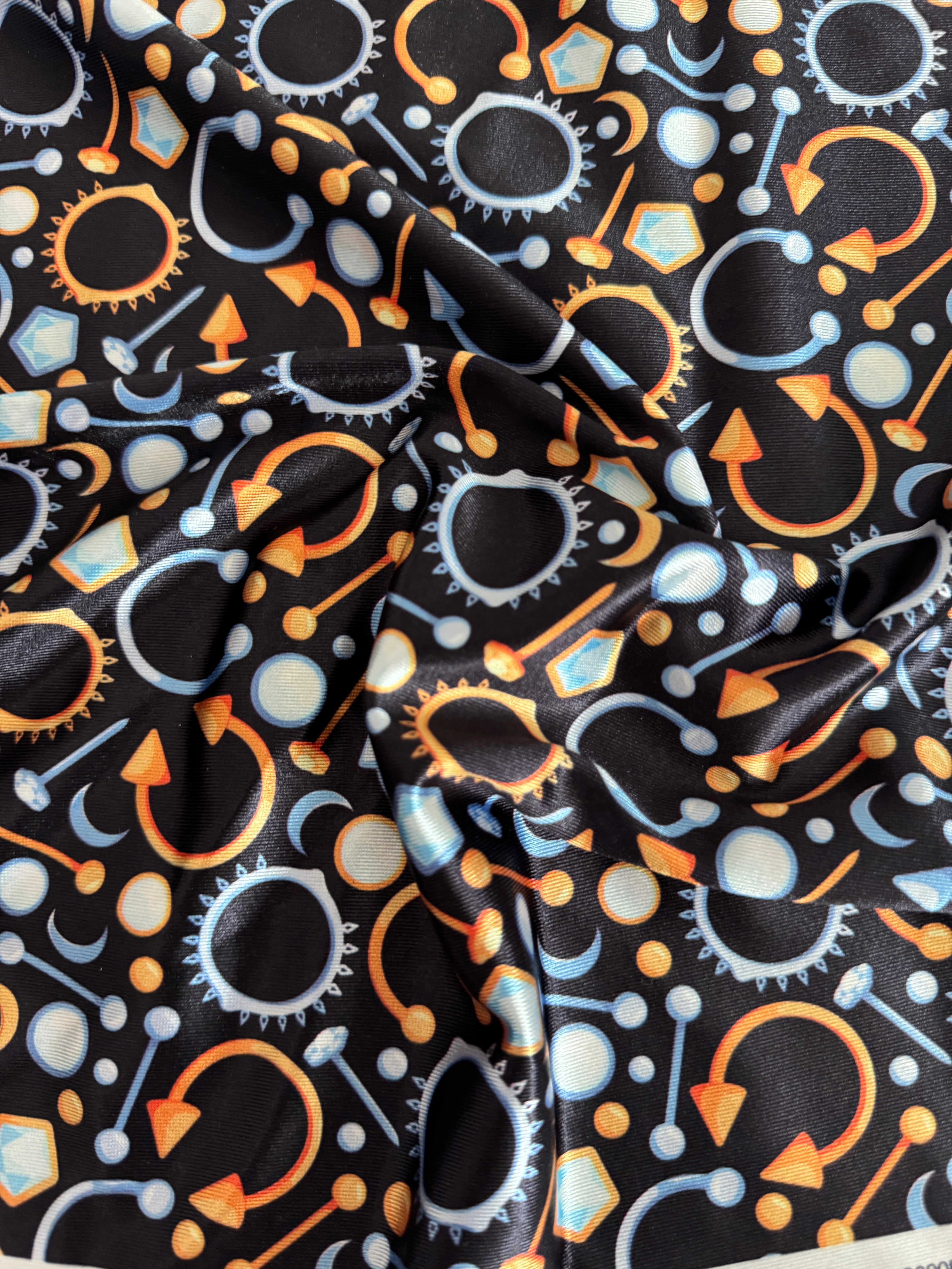 Black Abstract Piercing Print Nylon Spandex, Nylon Spandex Print, Printed Spandex Fabric, Stretch Print Fabric, Printed Stretch Fabric, Spandex Print Fabric, Printed Fabric Stretch
