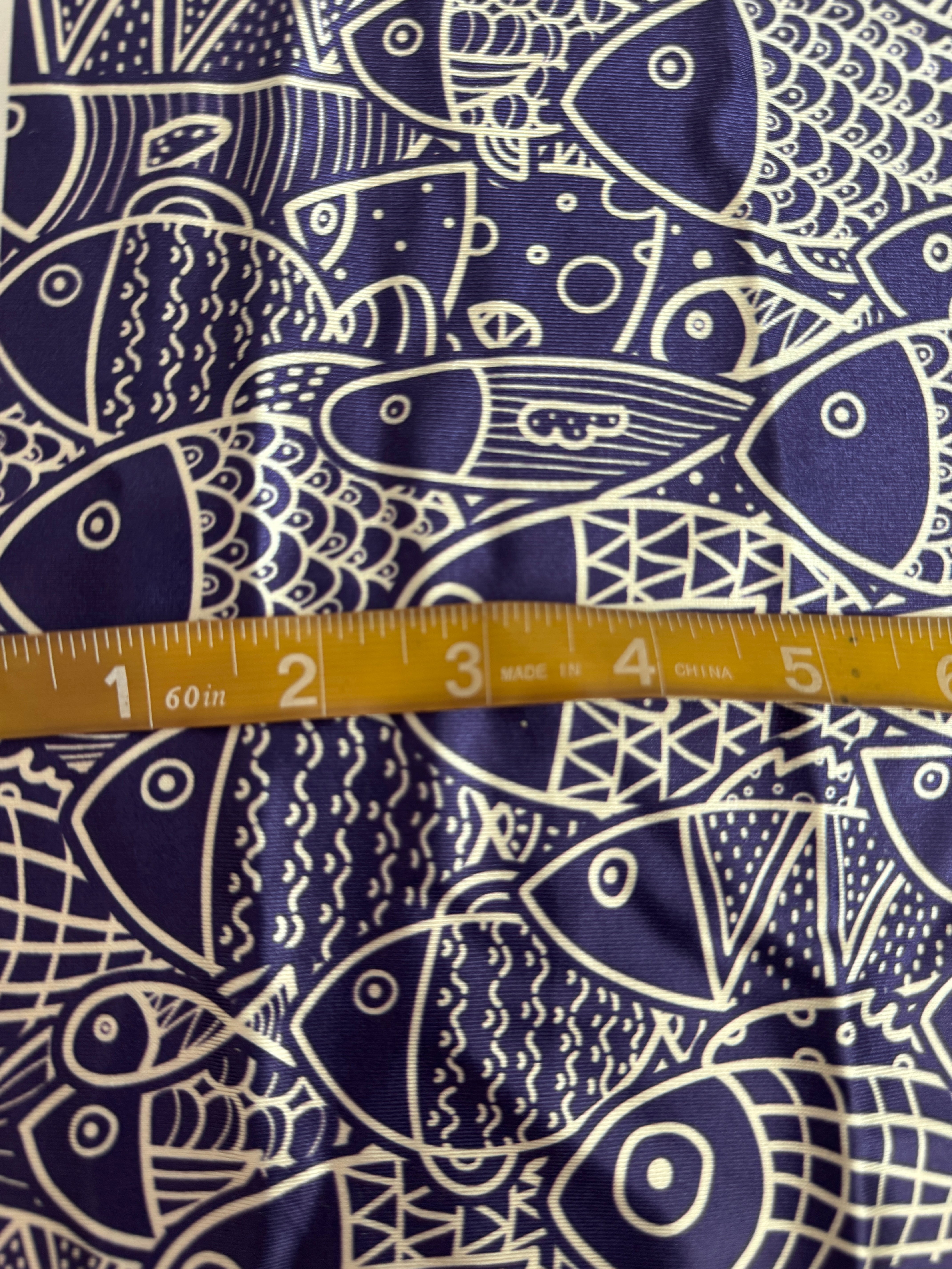Navy Abstract Fish Print Nylon Spandex, Kiki Sewing Store, Luxury Fabric, Cheap Fabric Store, Kiki Textiles, Textile by the Yard, Los Angeles Fabrics