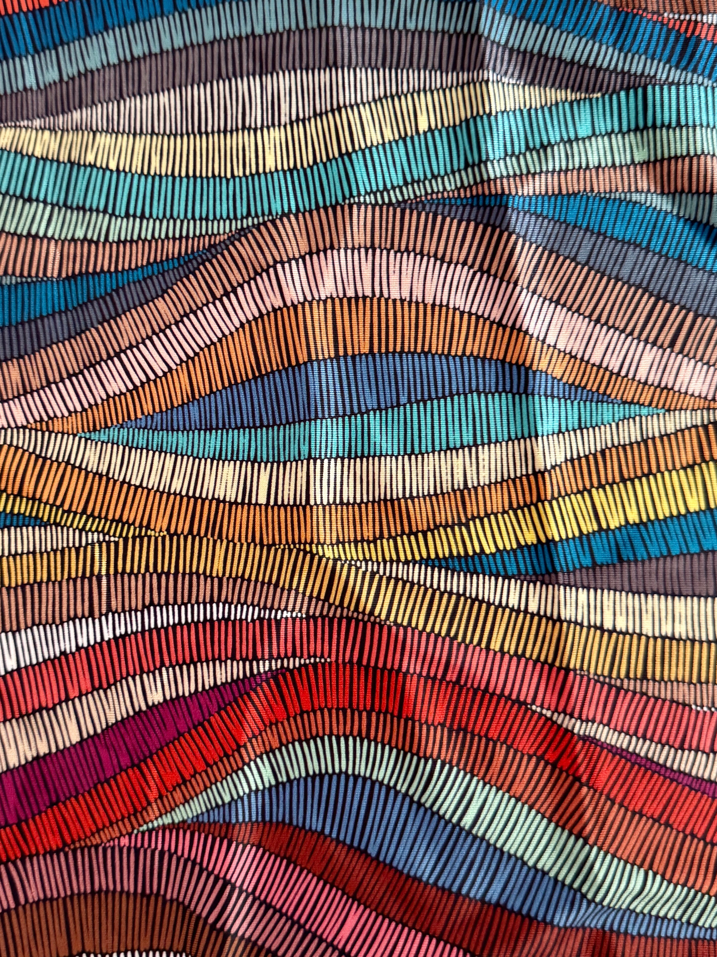 Abstract Colorful Wave Lines Nylon Spandex, Nylon Spandex Print, Printed Spandex Fabric, Stretch Print Fabric, Printed Stretch Fabric, Spandex Print Fabric, Printed Fabric Stretch