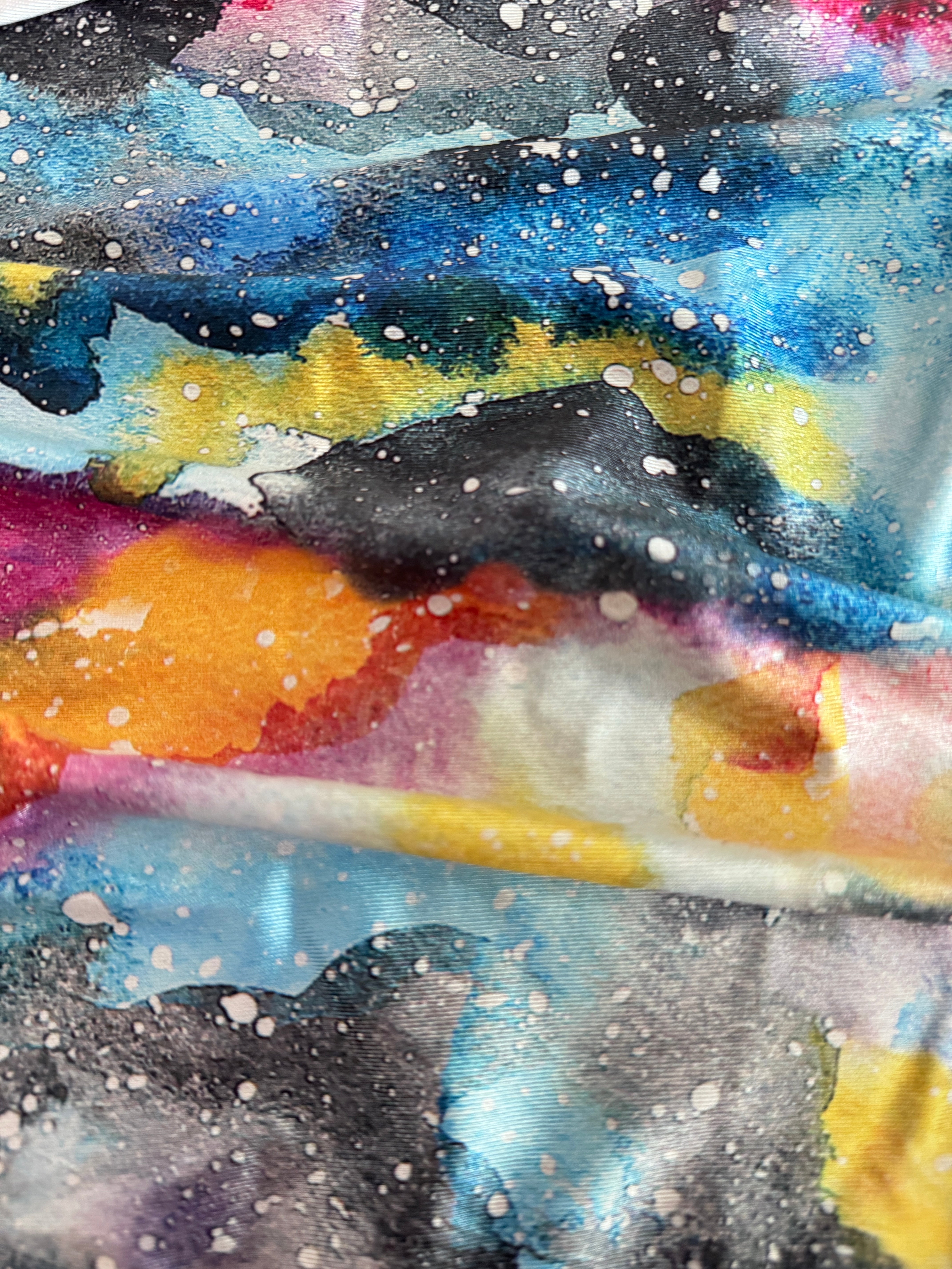 Watercolor Galaxy Splash Nylon Spandex, Kiki Sewing Store, Luxury Fabric, Cheap Fabric Store, Kiki Textiles, Textile by the Yard, Los Angeles Fabrics
