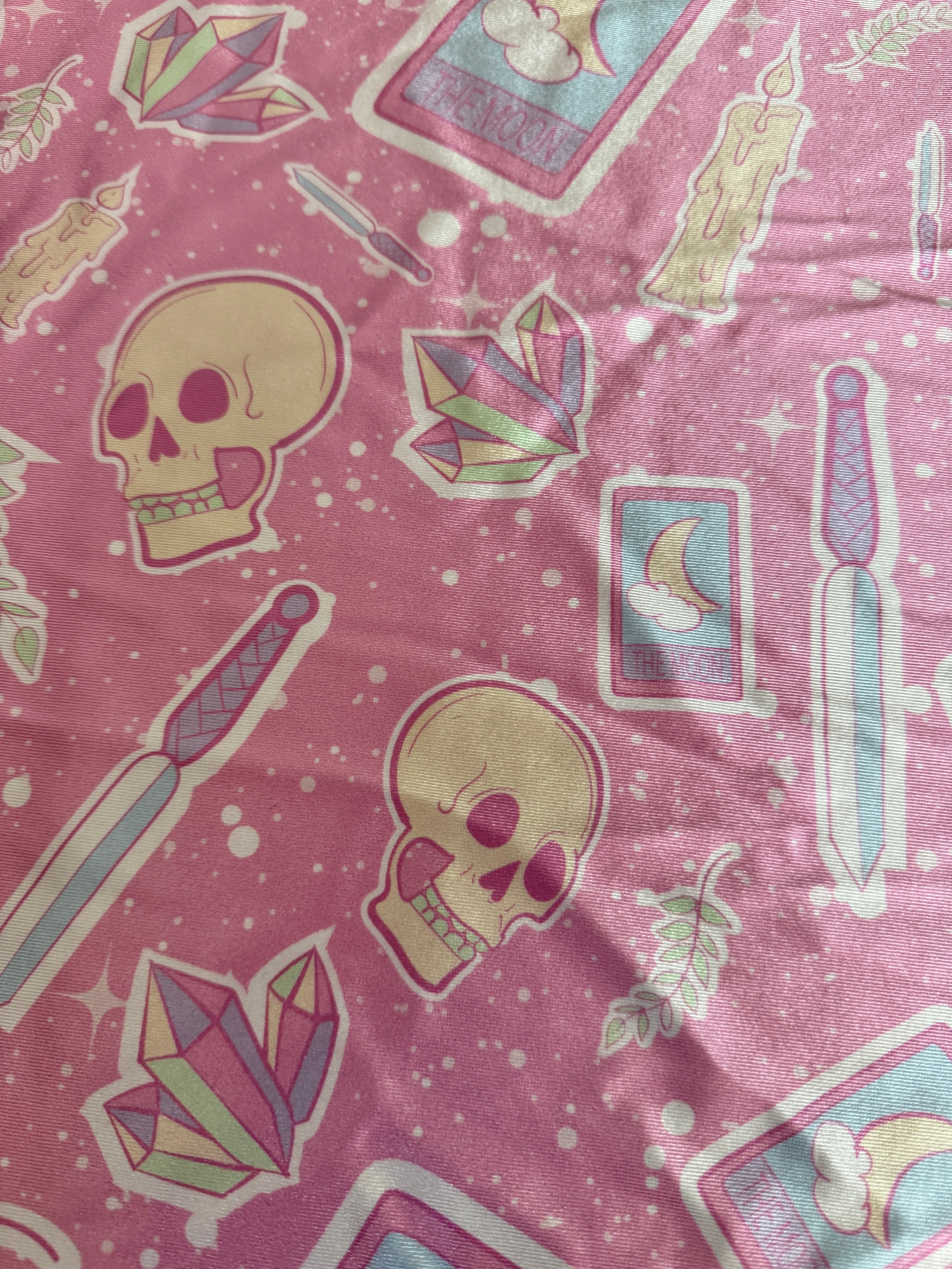 Blush Skull Tarot Print Nylon Spandex, Kiki Sewing Store, Luxury Fabric, Cheap Fabric Store, Kiki Textiles, Textile by the Yard, Los Angeles Fabrics