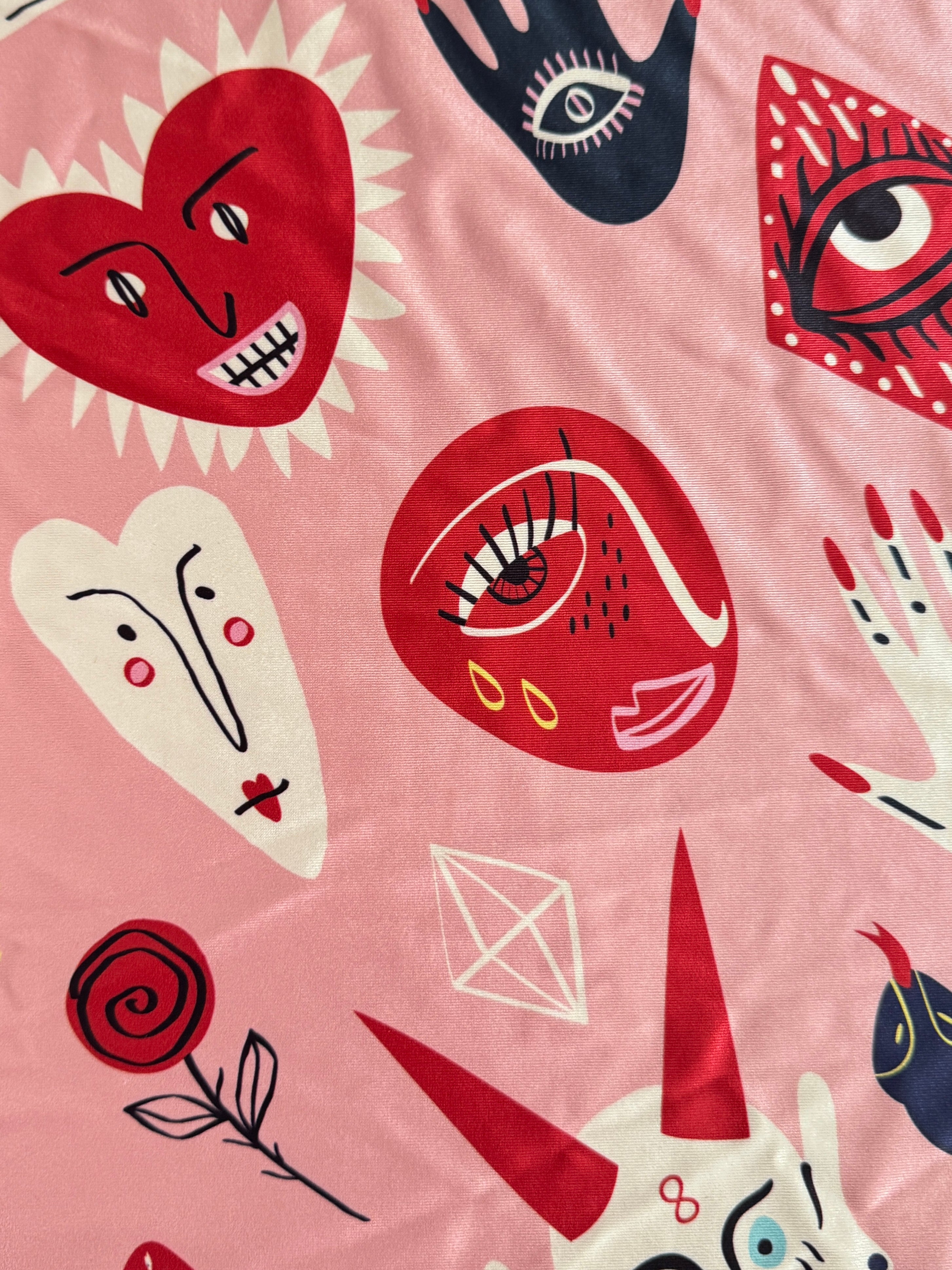 Abstract Faces Nylon Spandex, Kiki Sewing Store, Luxury Fabric, Cheap Fabric Store, Kiki Textiles, Textile by the Yard, Los Angeles Fabrics