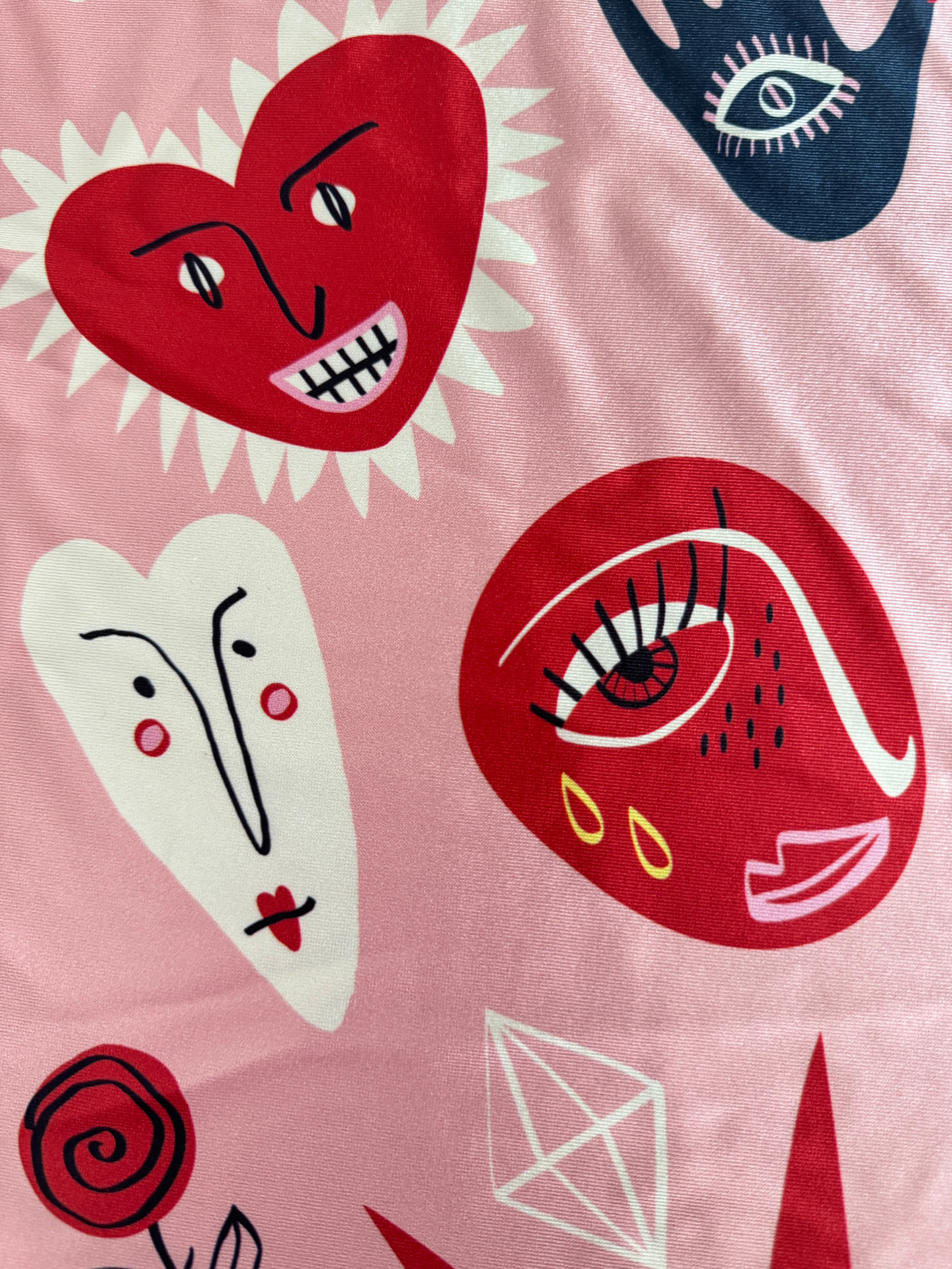 Abstract Faces Nylon Spandex, Kiki Sewing Store, Luxury Fabric, Cheap Fabric Store, Kiki Textiles, Textile by the Yard, Los Angeles Fabrics