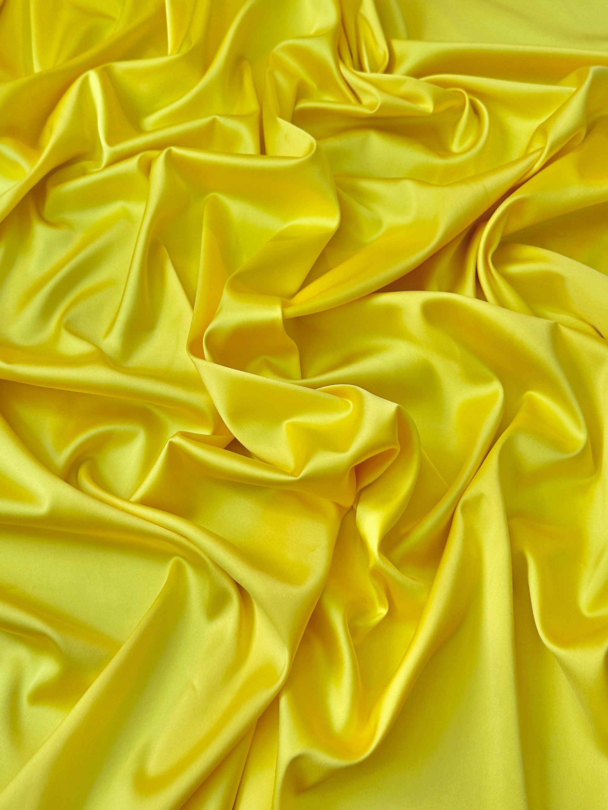  yellow stretch crepe back satin, light yellow stretch crepe back satin, dark yellow stretch crepe back satin, premium stretch crepe back satin, satin for bride, satin for woman, satin in low price, cheap satin, satin on sale