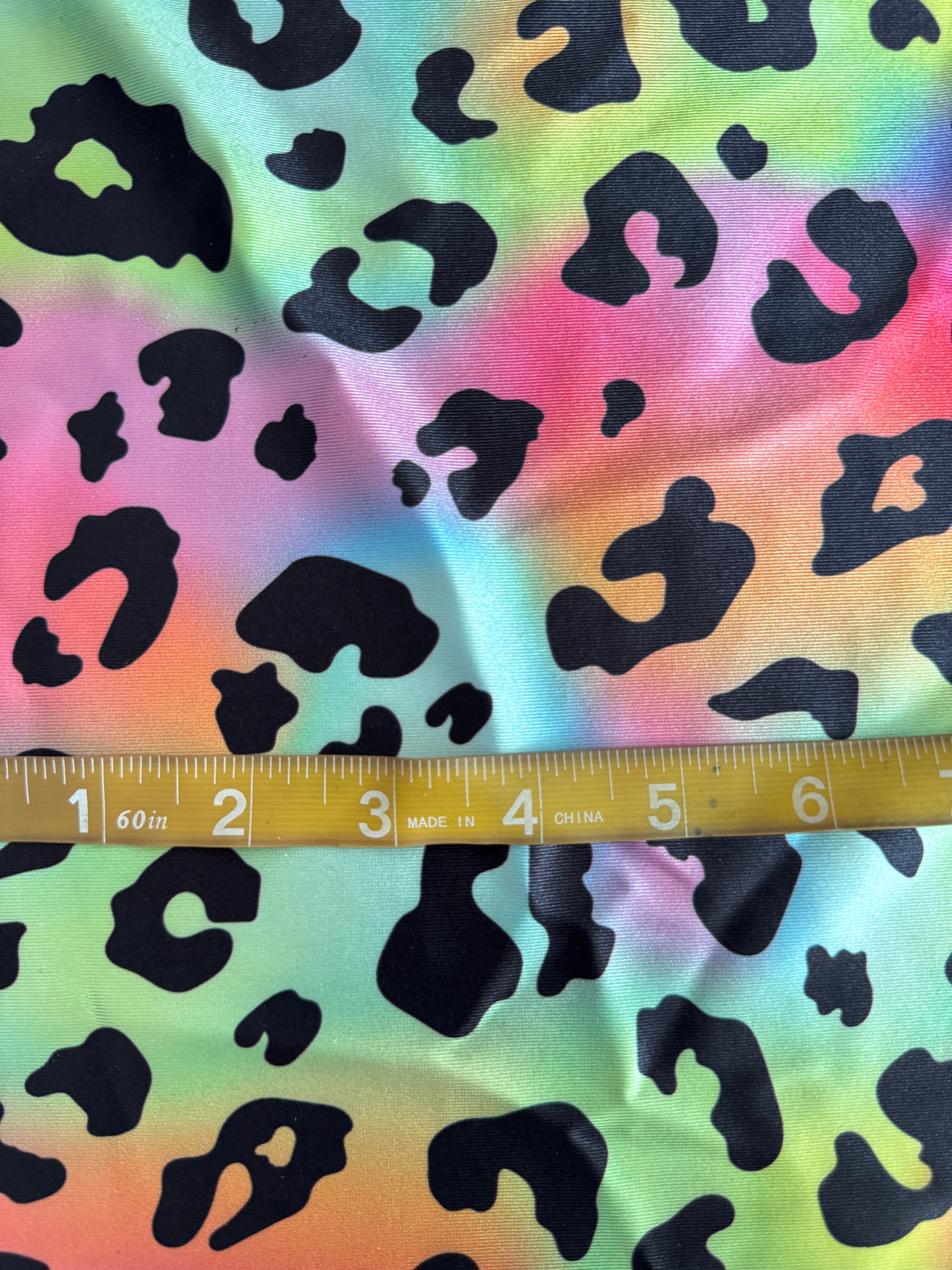Rainbow Leopard Print Nylon Spandex, Nylon Spandex Print, Printed Spandex Fabric, Stretch Print Fabric, Printed Stretch Fabric, Spandex Print Fabric, Printed Fabric Stretch